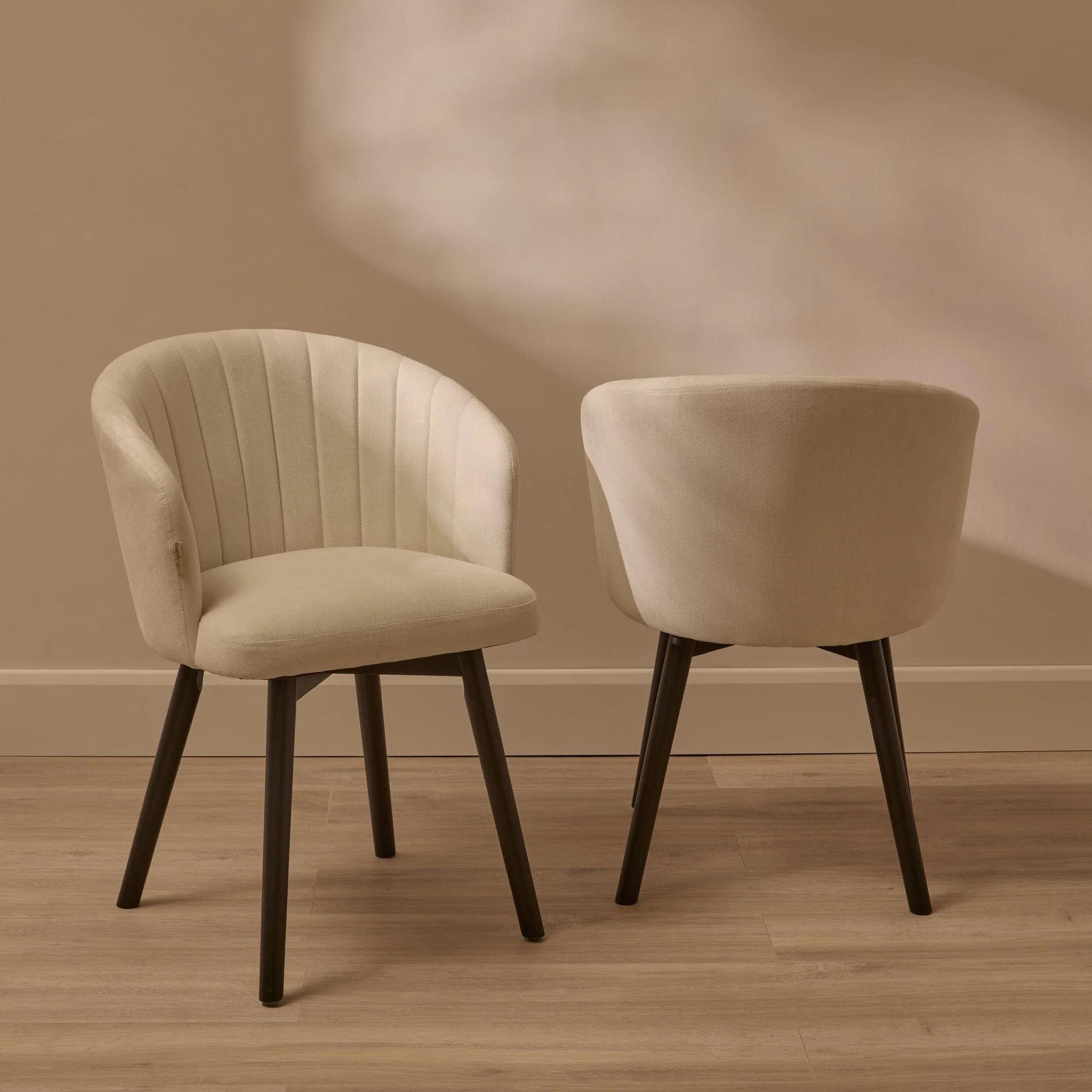Arabella Natural Beige Dining Chairs - Set of 2 - Black Oak Legs - Image 4
