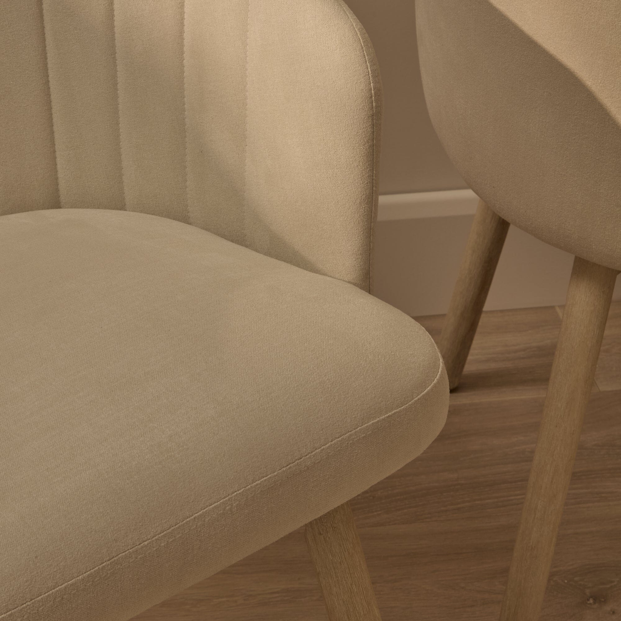 Arabella Natural Beige Dining Chair - Set of 2 - Whitewash Oak Legs - Image 5