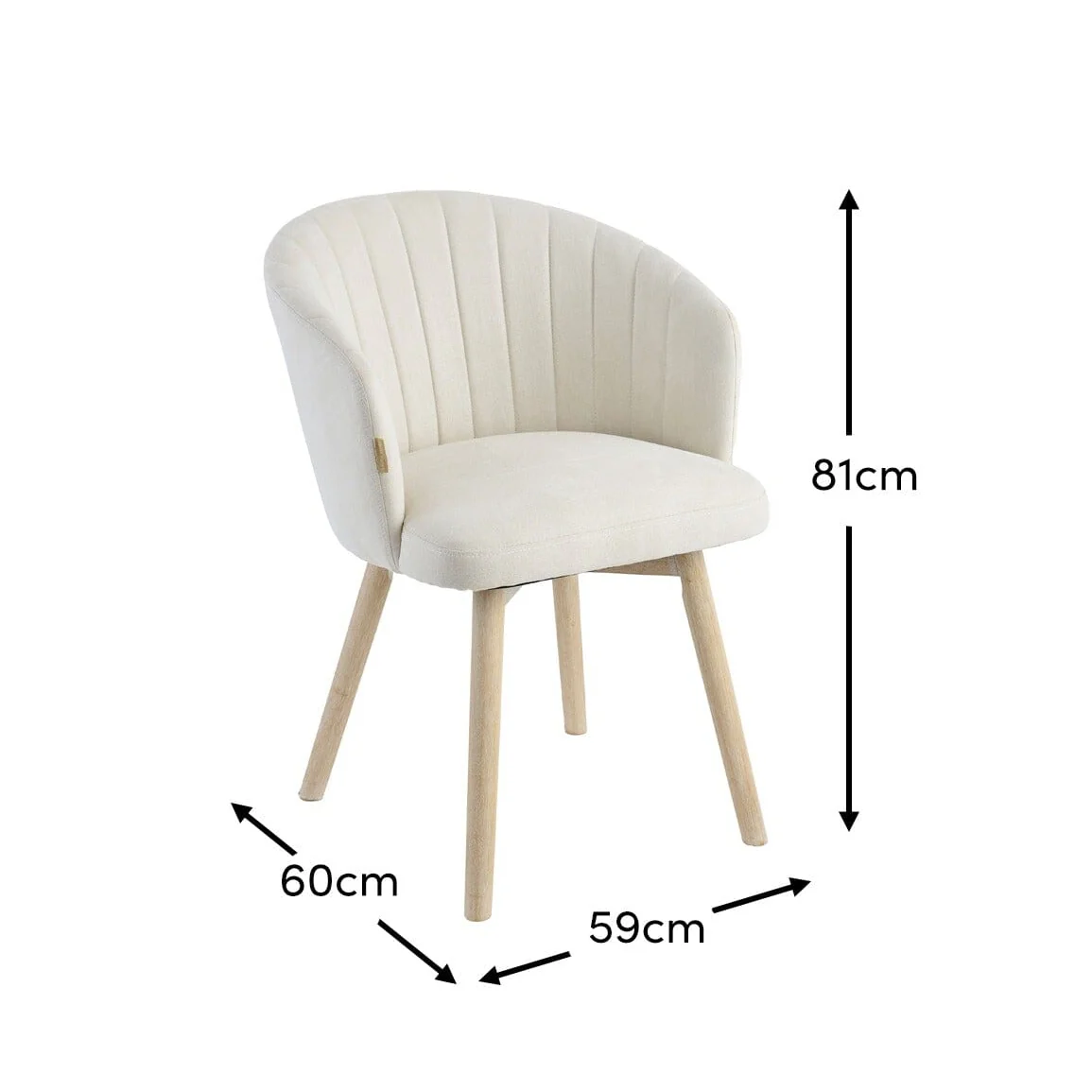 Arabella Natural Beige Dining Chair - Set of 2 - Whitewash Oak Legs - Image 8