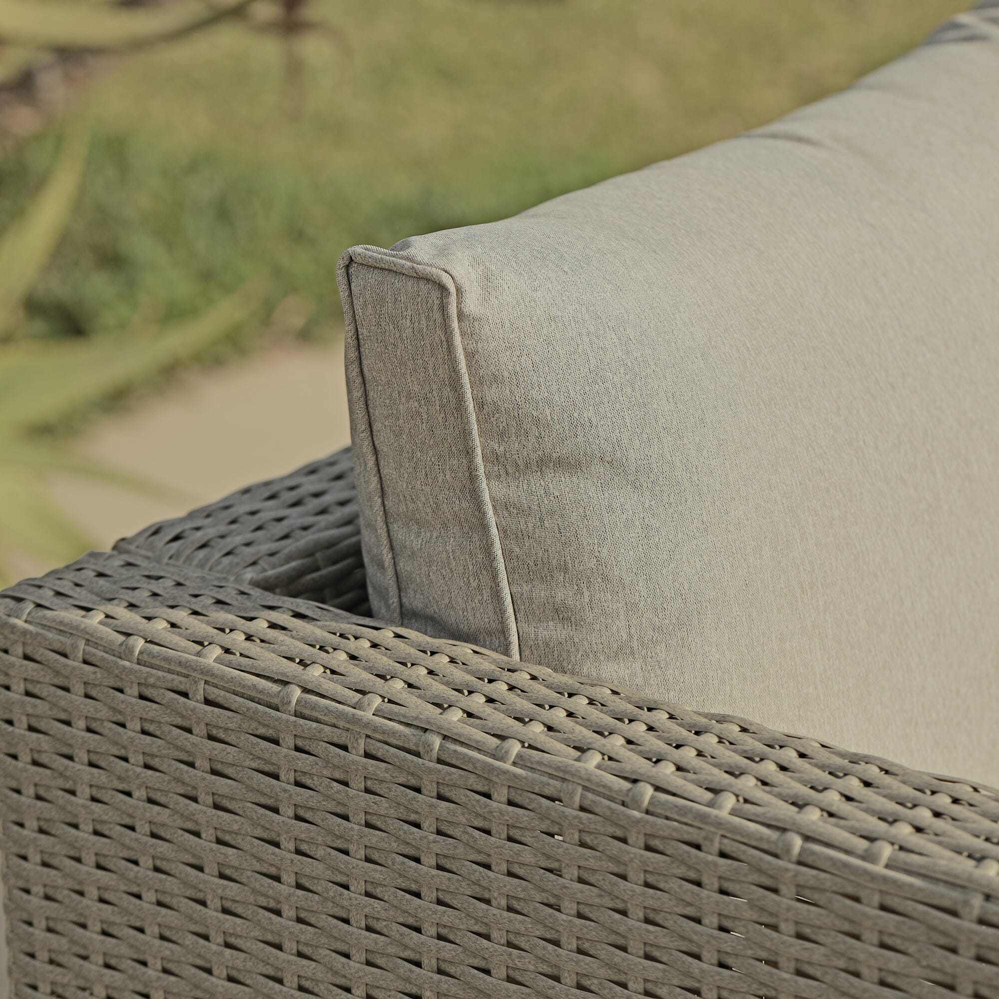 Aria 5 Seater Rattan Corner Sofa with Raised Dining Coffee Table - Grey - Image 4