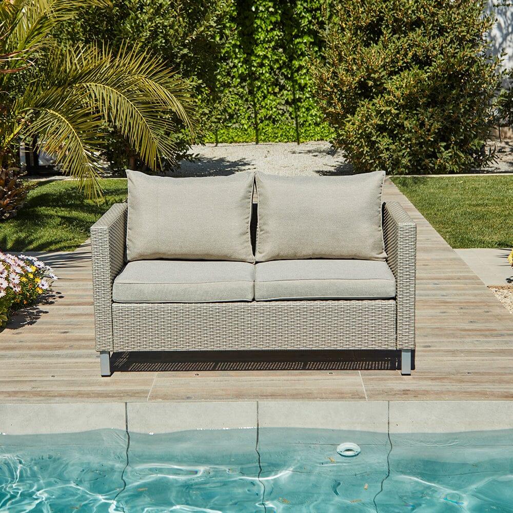 Aria 4 Seater Rattan Garden Sofa & Armchair Set with Coffee Table - Light Grey - Image 5