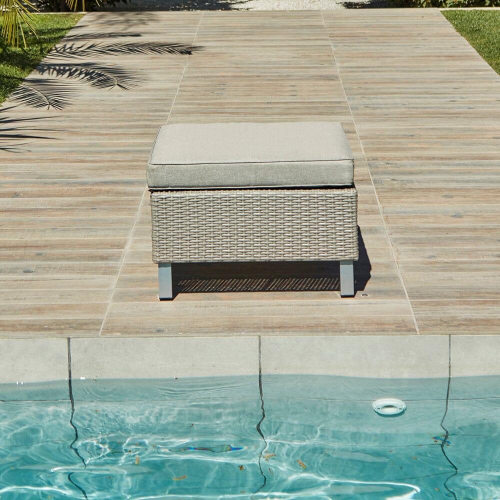 Aria 7 Seater Rattan Garden Sofa Set with Cream Lean Over Parasol - Light Grey - Image 9