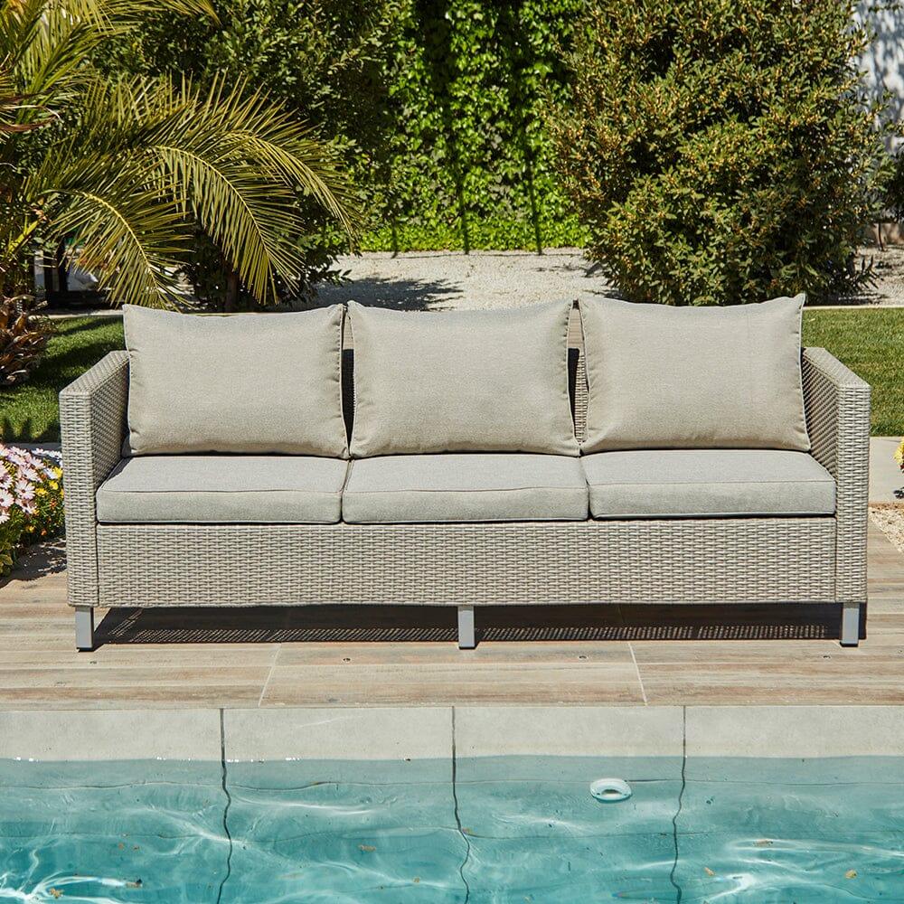 Aria 7 Seater Rattan Garden Sofa Set with Footstool & Coffee Table - Light Grey - Image 4