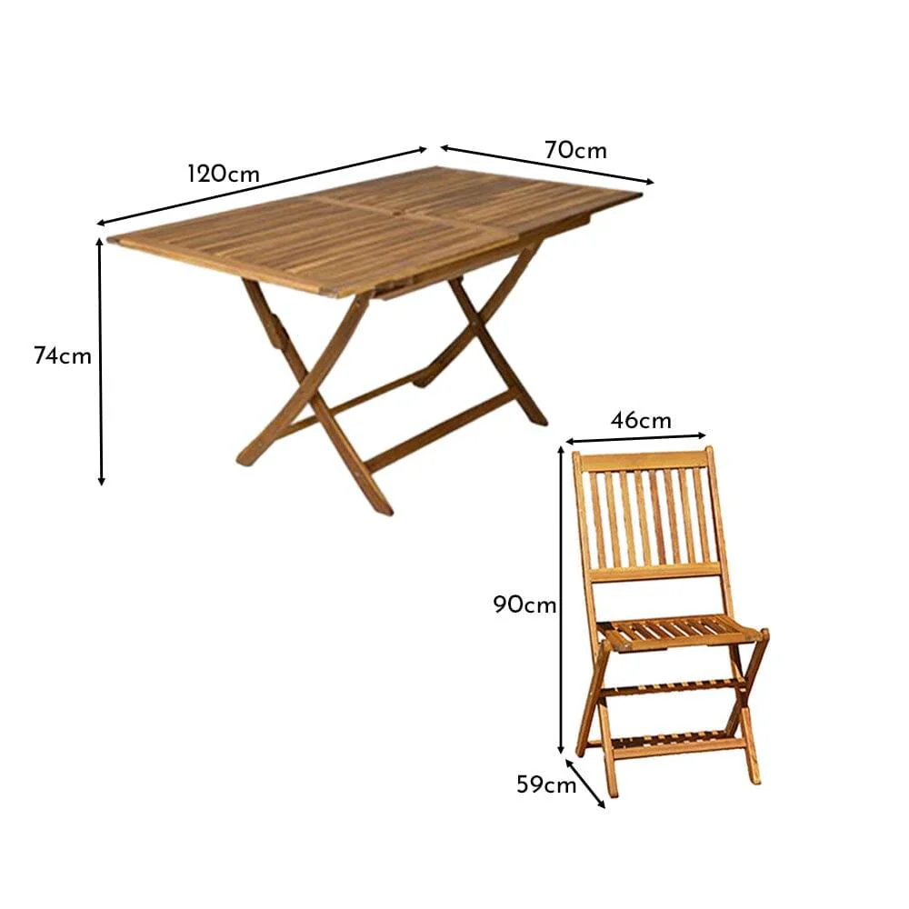 Ashby 4 Seater Wooden Rectangular Garden Dining Set with Cream Parasol - 120cm - Image 13