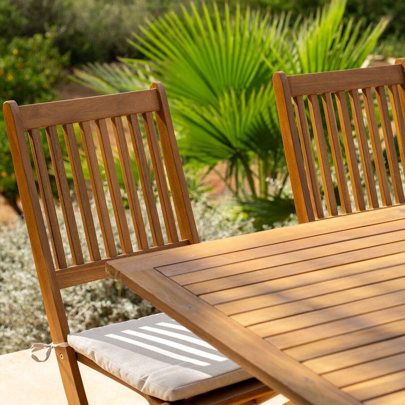 Ashby 4 Seater Wooden Rectangular Garden Dining Set with Grey Parasol - 120cm - Image 6