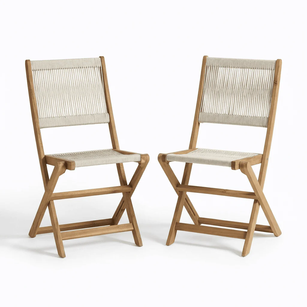 Ashby 6 Seater White Acacia Garden Dining Set with Cove Beige Rope Chairs - 130cm - Image 12