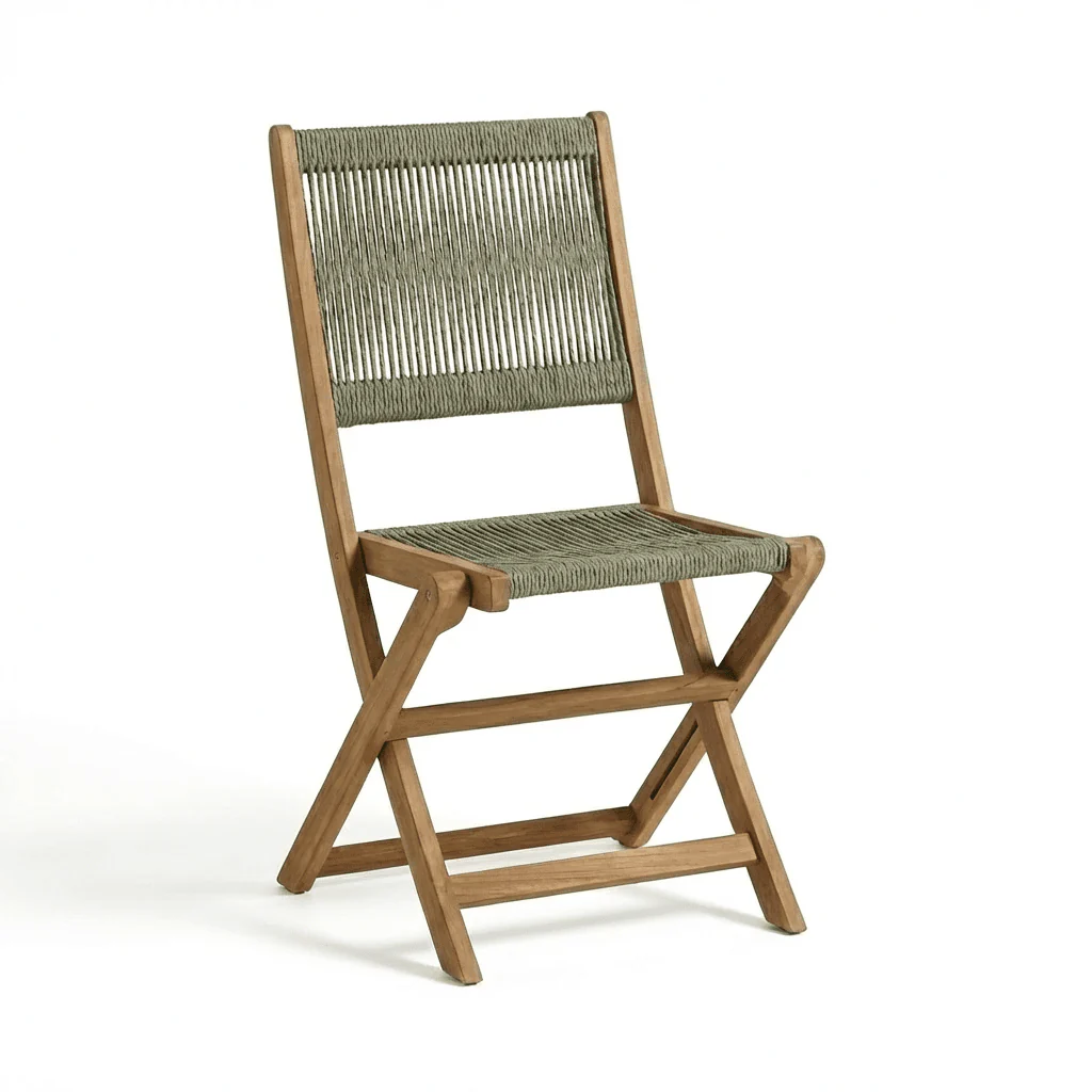 Ashby 6 Seater White Acacia Garden Dining Set with Cove Green Rope Chairs - 130cm - Image 12