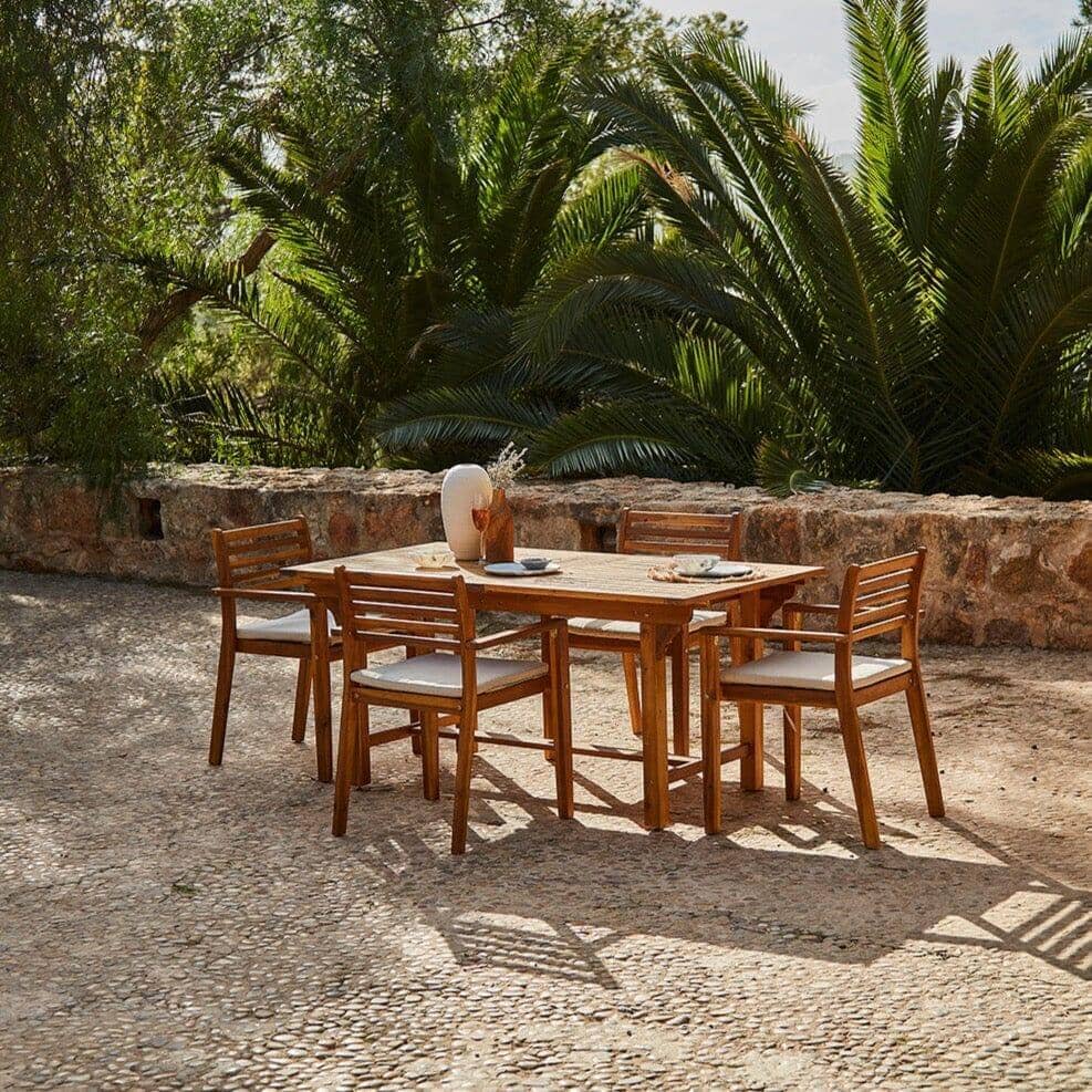 Aspen 4 Seater Wooden Extendable Garden Dining Set with Cushions - Grey Parasol - Image 2
