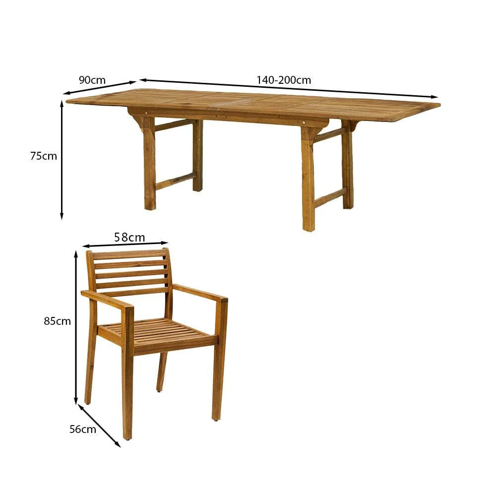 Aspen 4 Seater Wooden Extendable Garden Dining Set with Cushions - Image 12