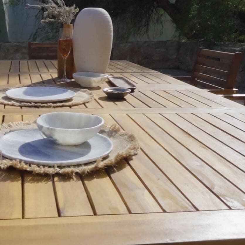 Aspen 6 Seater Wooden Extendable Garden Dining Set with Cushions - Cream Parasol - Image 11