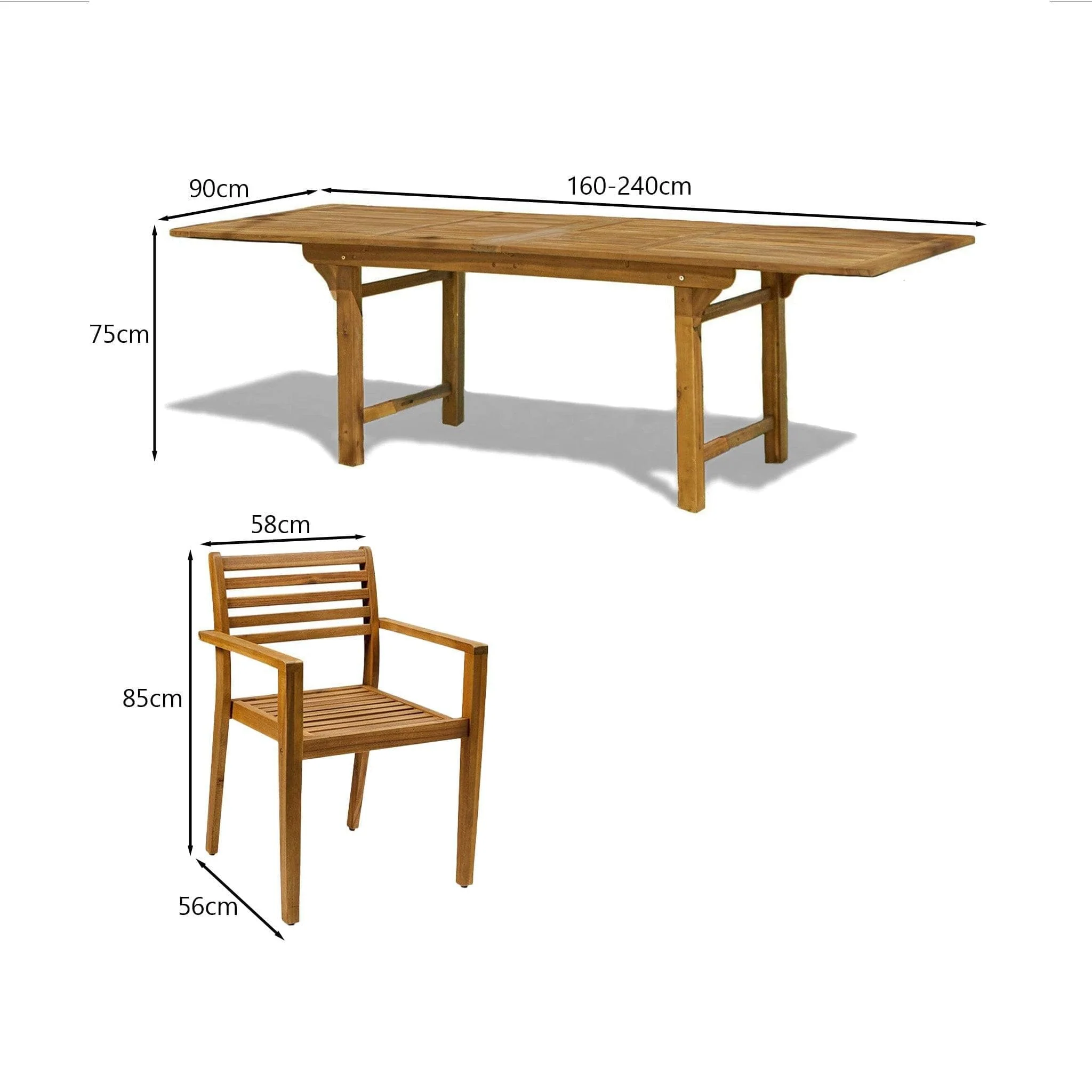 Aspen 6 Seater Wooden Extendable Garden Dining Set with Cushions & Grey Parasol - 160cm to 240cm - Image 13