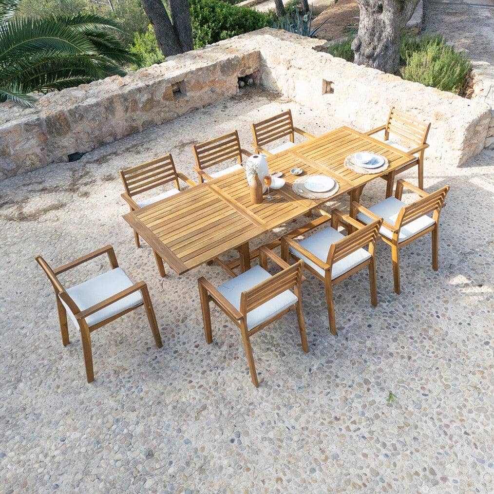 Aspen 8 Seater Wooden Extendable Garden Dining Set with Cushions - Image 8