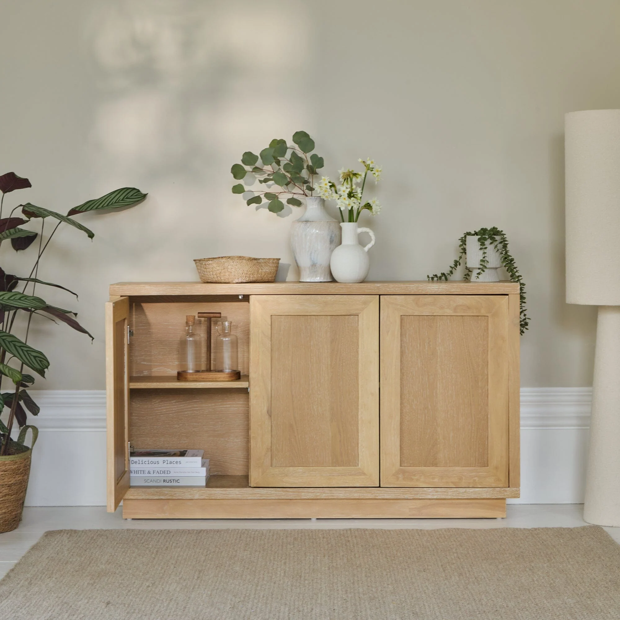 Astrid 3 Door Large Sideboard - Whitewash Oak - Image 2