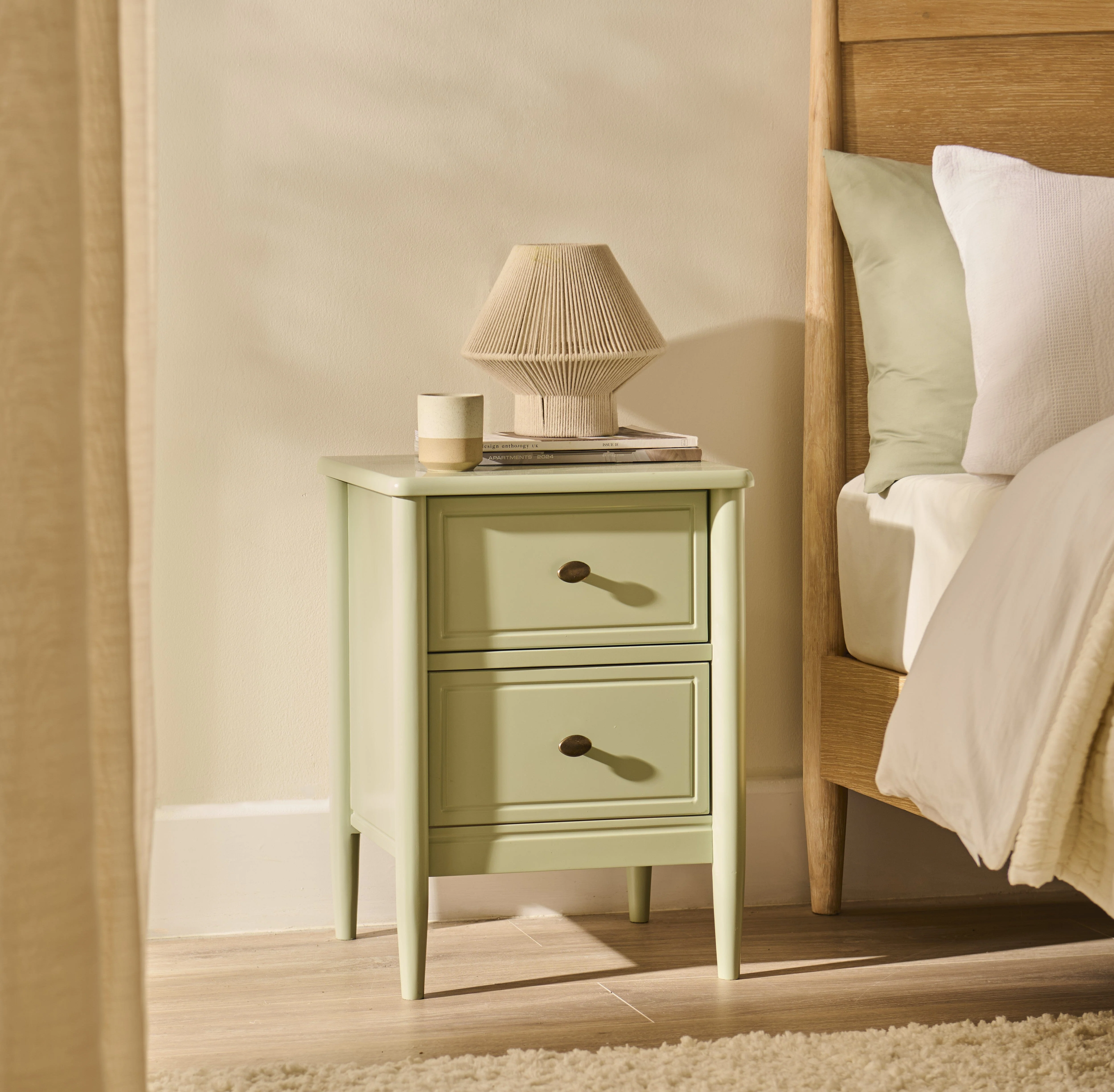 Aubrey 2 Drawer Bedside Table - Pistachio Green - Image 7