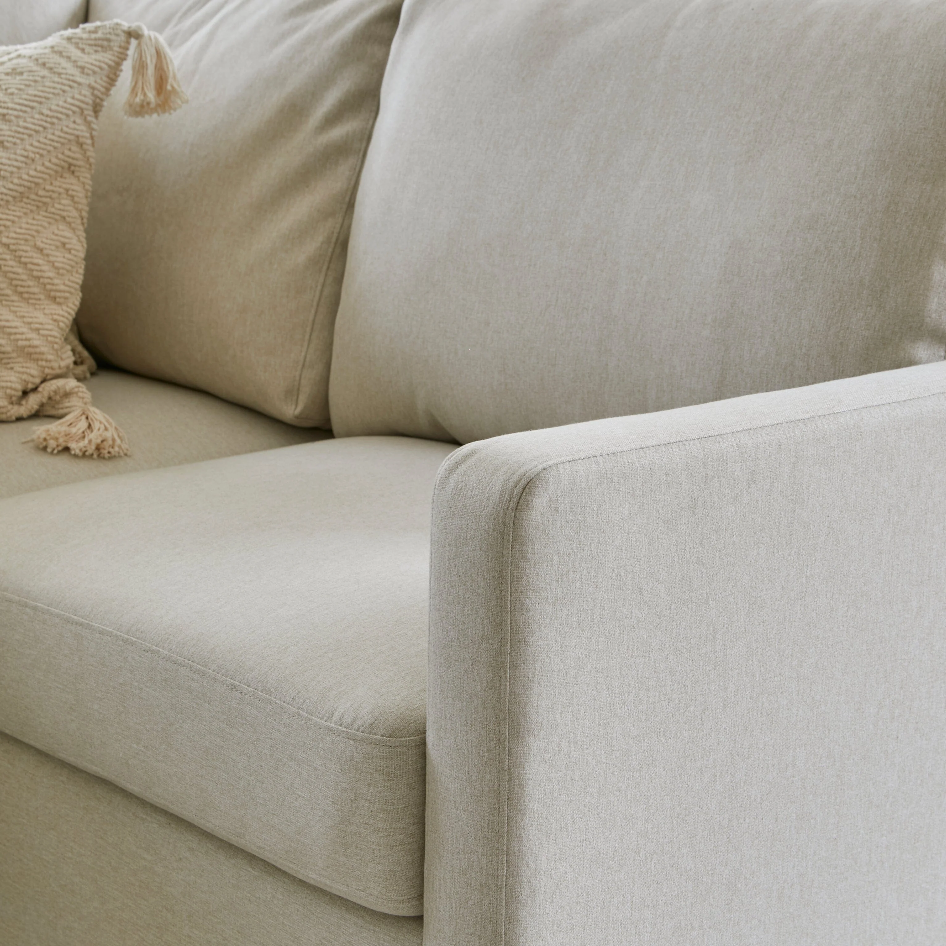 Ava Large Chaise Corner Sofa - Left Hand - Sand with Pale Oak Legs - Image 6