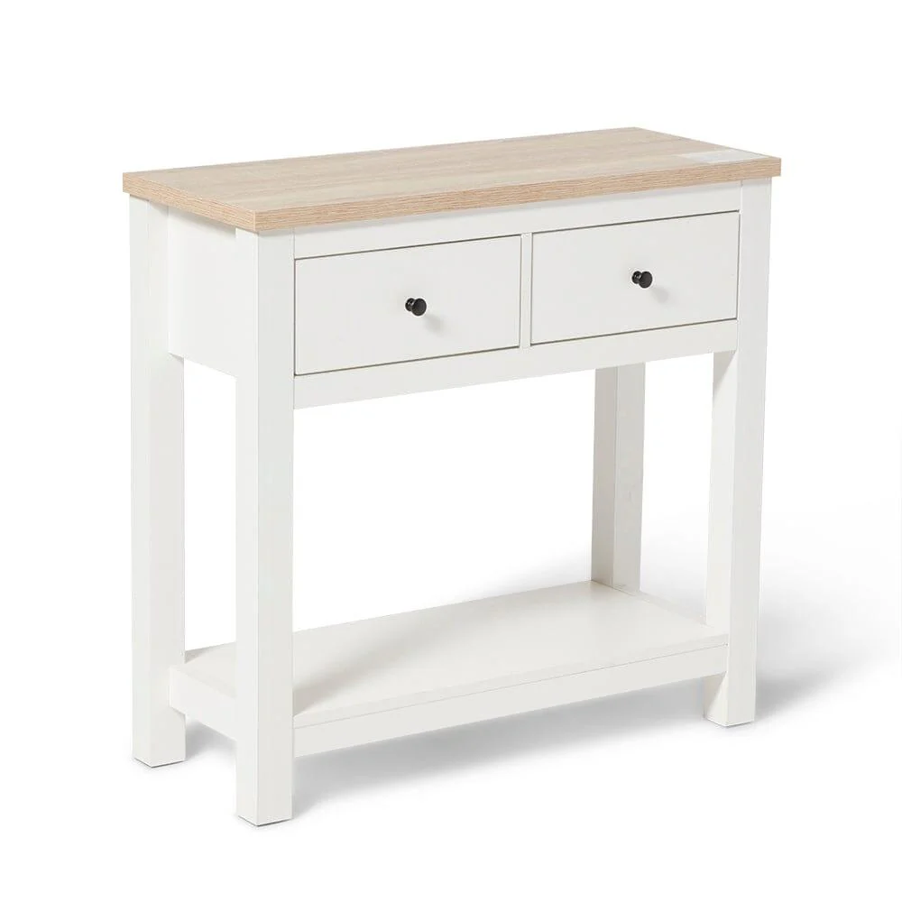 Bampton Alabaster White 2 Drawer Console Table - Image 7
