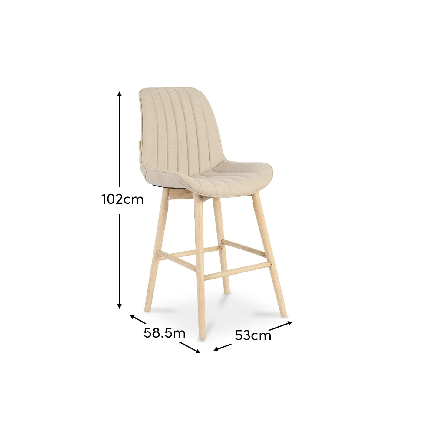 Bella Soft Beige Bar Stool - Whitewash Legs - Image 11