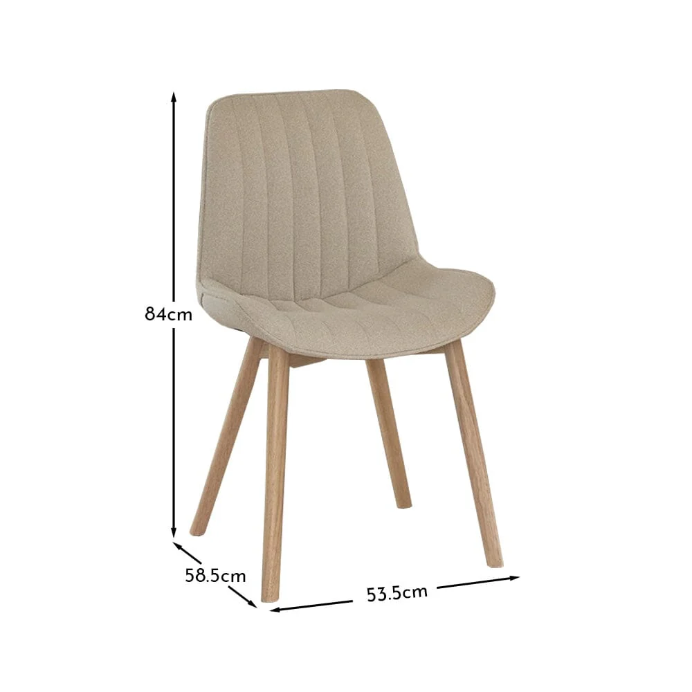 Outlet - Bella Dining Chair Set of 2, Light Beige Boucle with Whitewash Oak Legs - Image 7