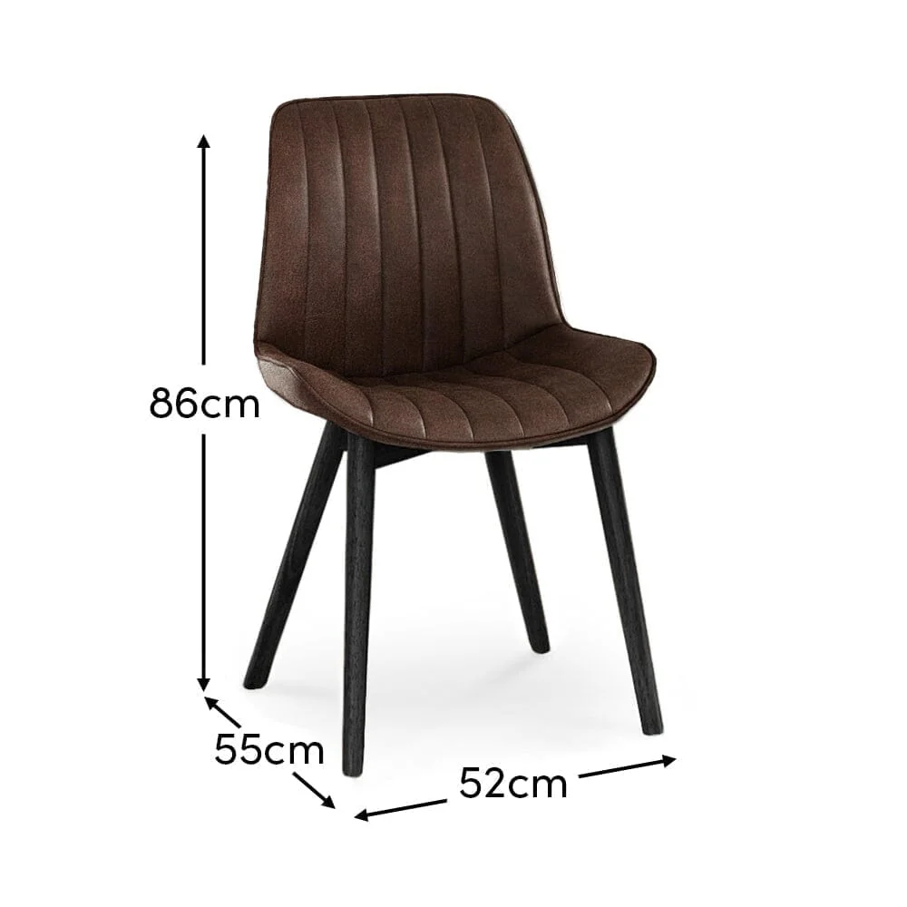 Bella Saddle Brown Dining Chairs - Set of 2 - Black Oak Legs - Image 5