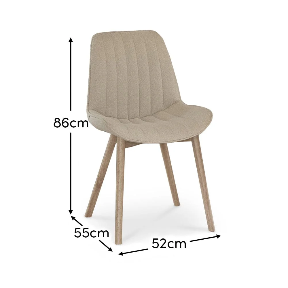 Bella Light Beige Boucle Dining Chairs - Set of 2 - Whitewash Oak Legs - Image 8