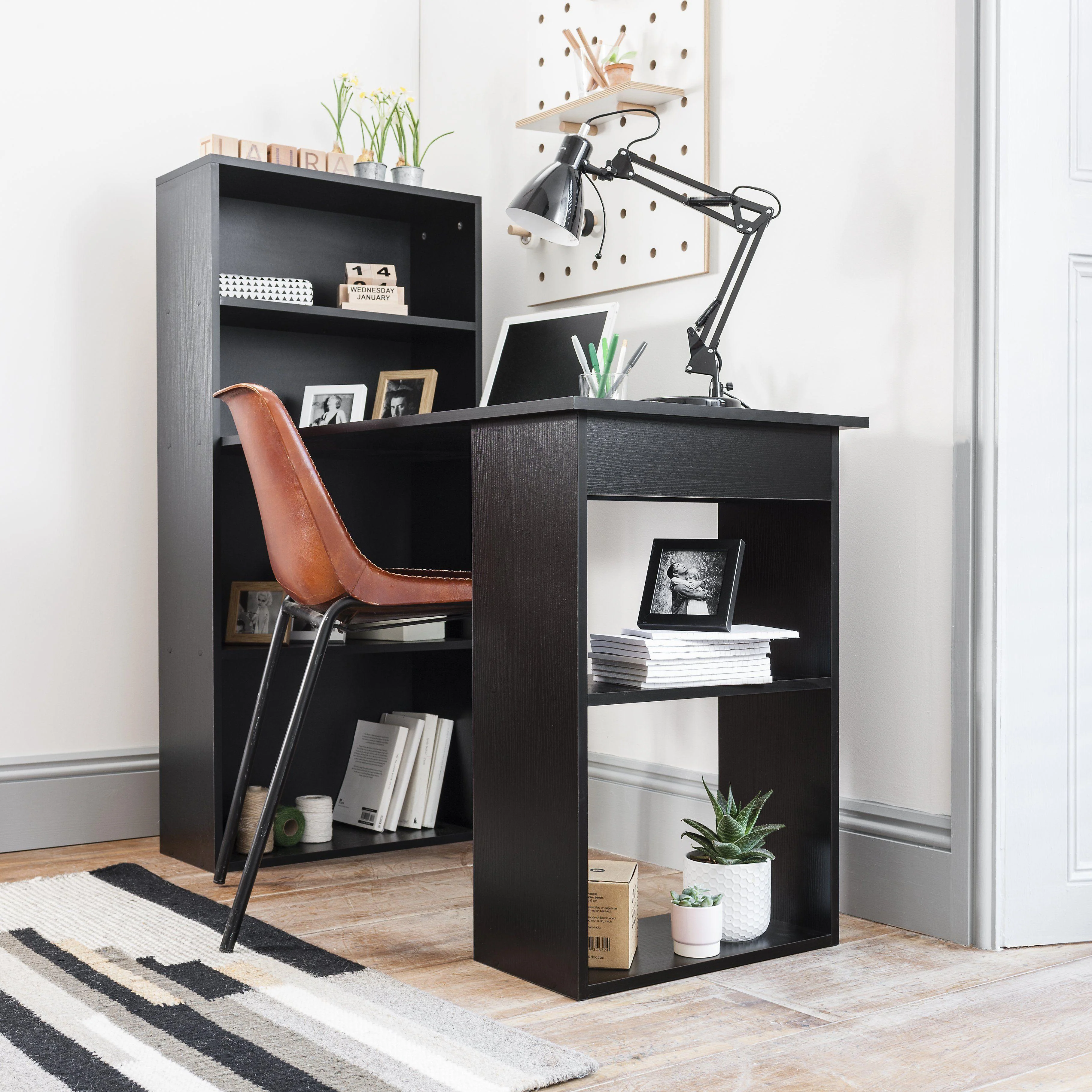 Essie Desk with Shelves - Pitch Black - Image 3