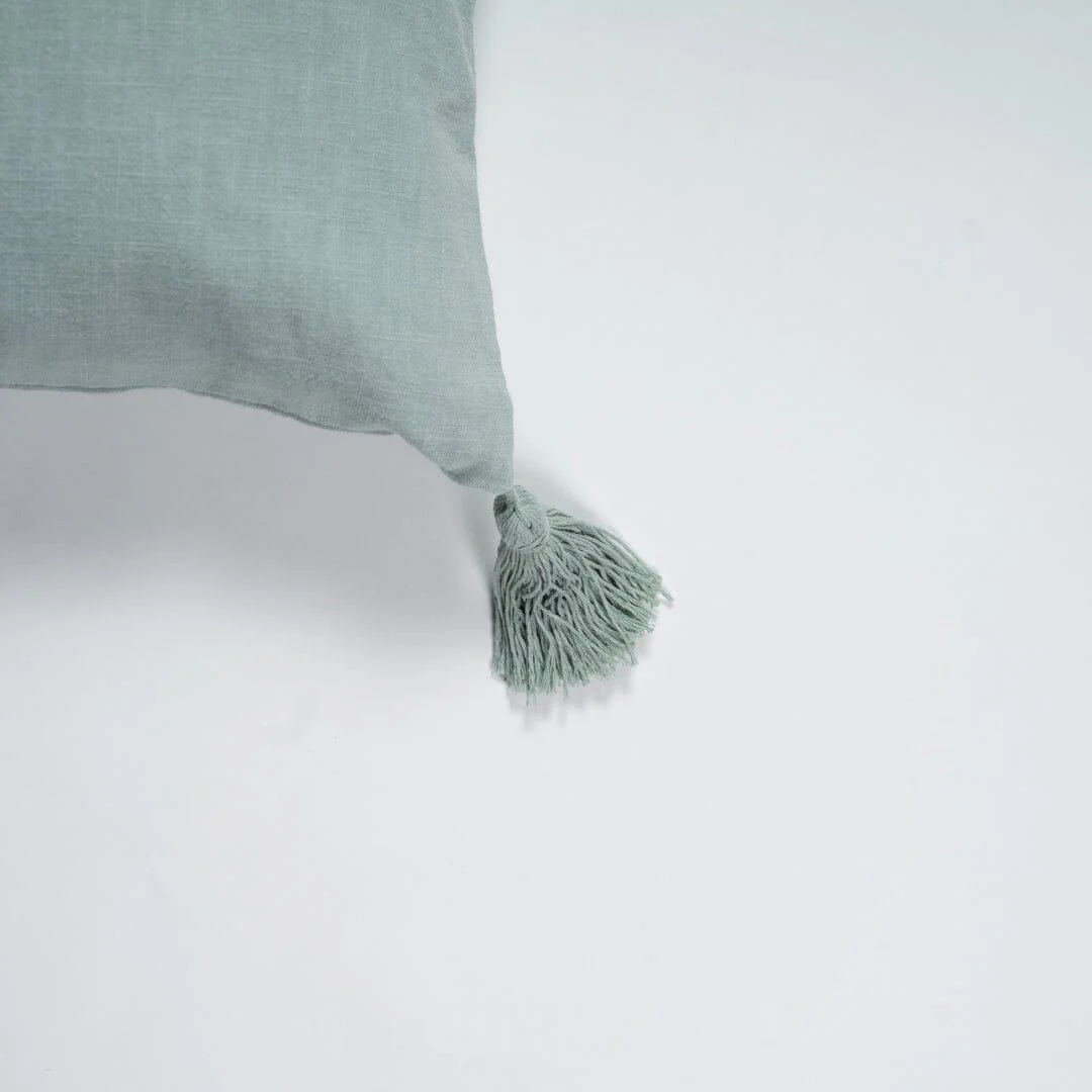 Otura 45x45cm Tasseled Cushion Cover - Duck Egg Blue - Image 2