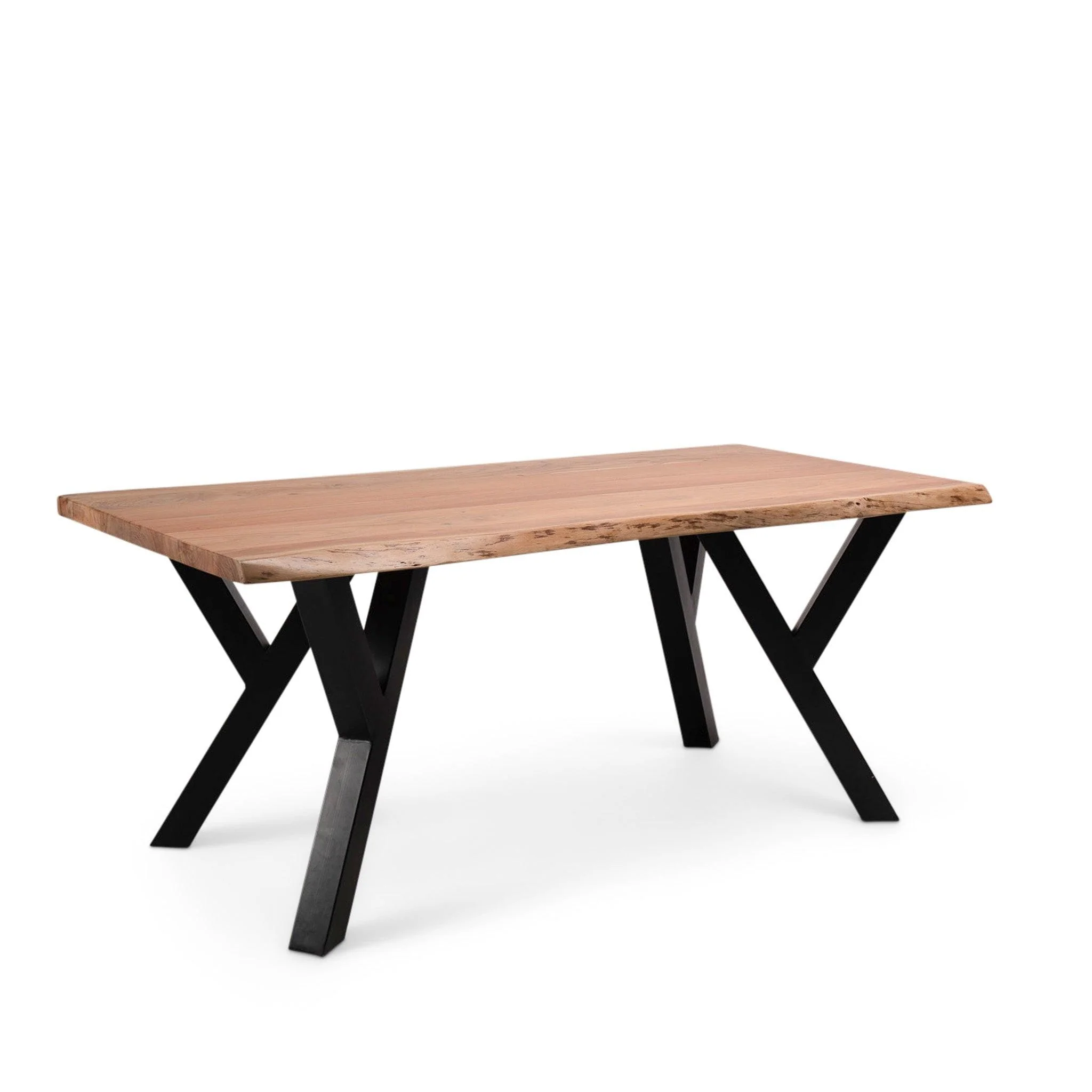 Bosco Acacia Wood Dining Table Set - 6 Seater - Bosco Dining Benches - Black Legs - Image 14