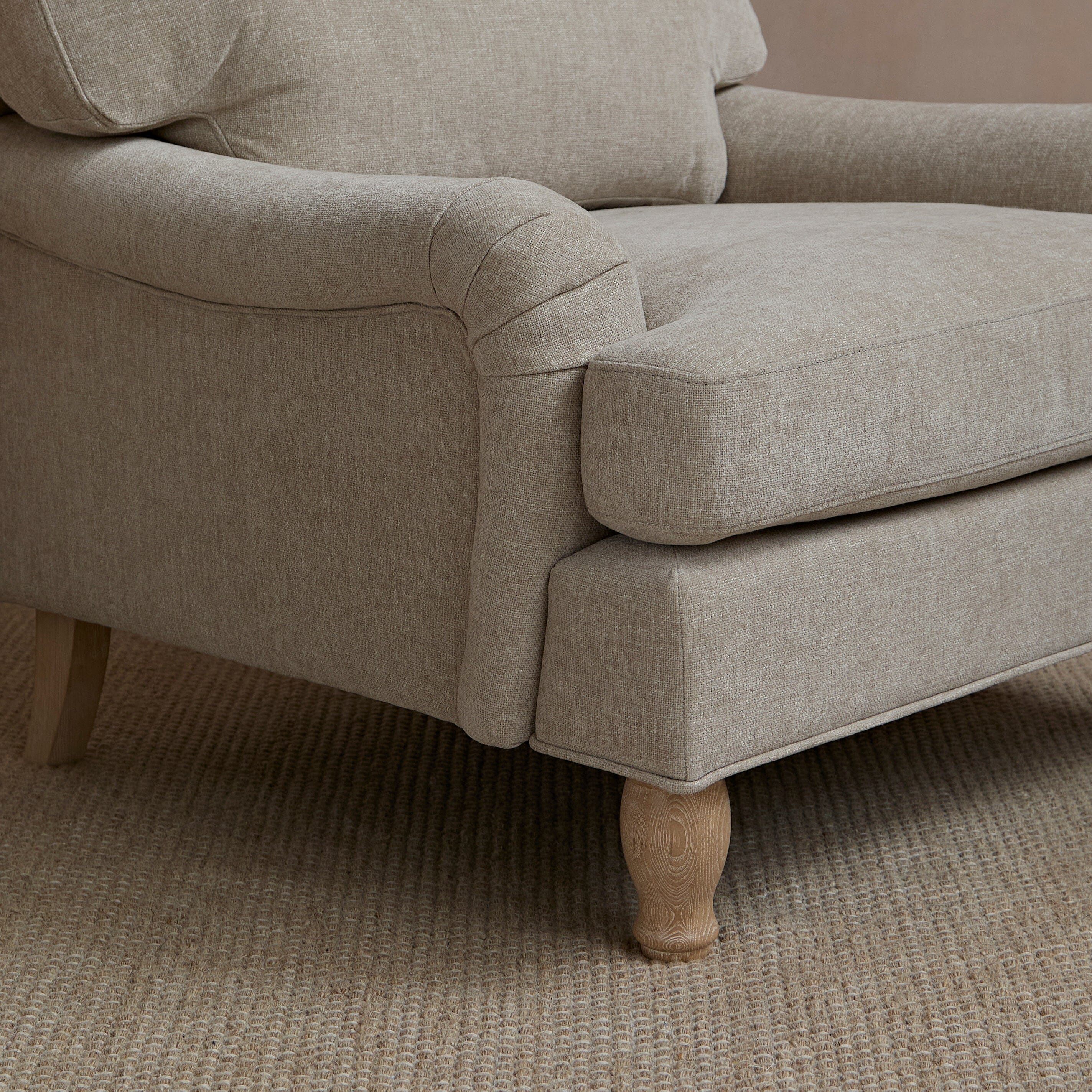 Brea Mink Taupe Armchair - Whitewash Oak Legs - Image 3