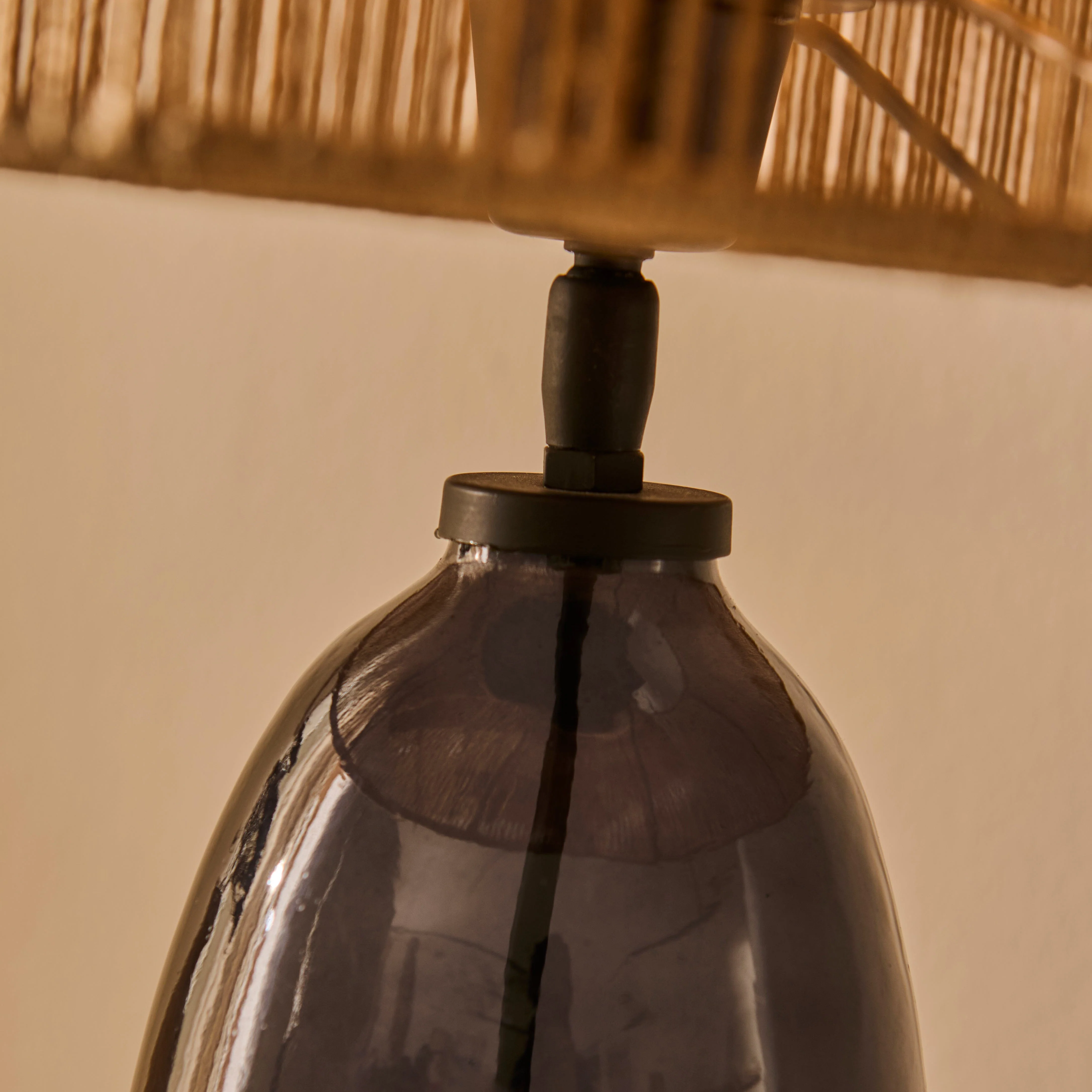 Breamore Dark Grey Glass Wide Table Lamp Base - 30cm - Image 3