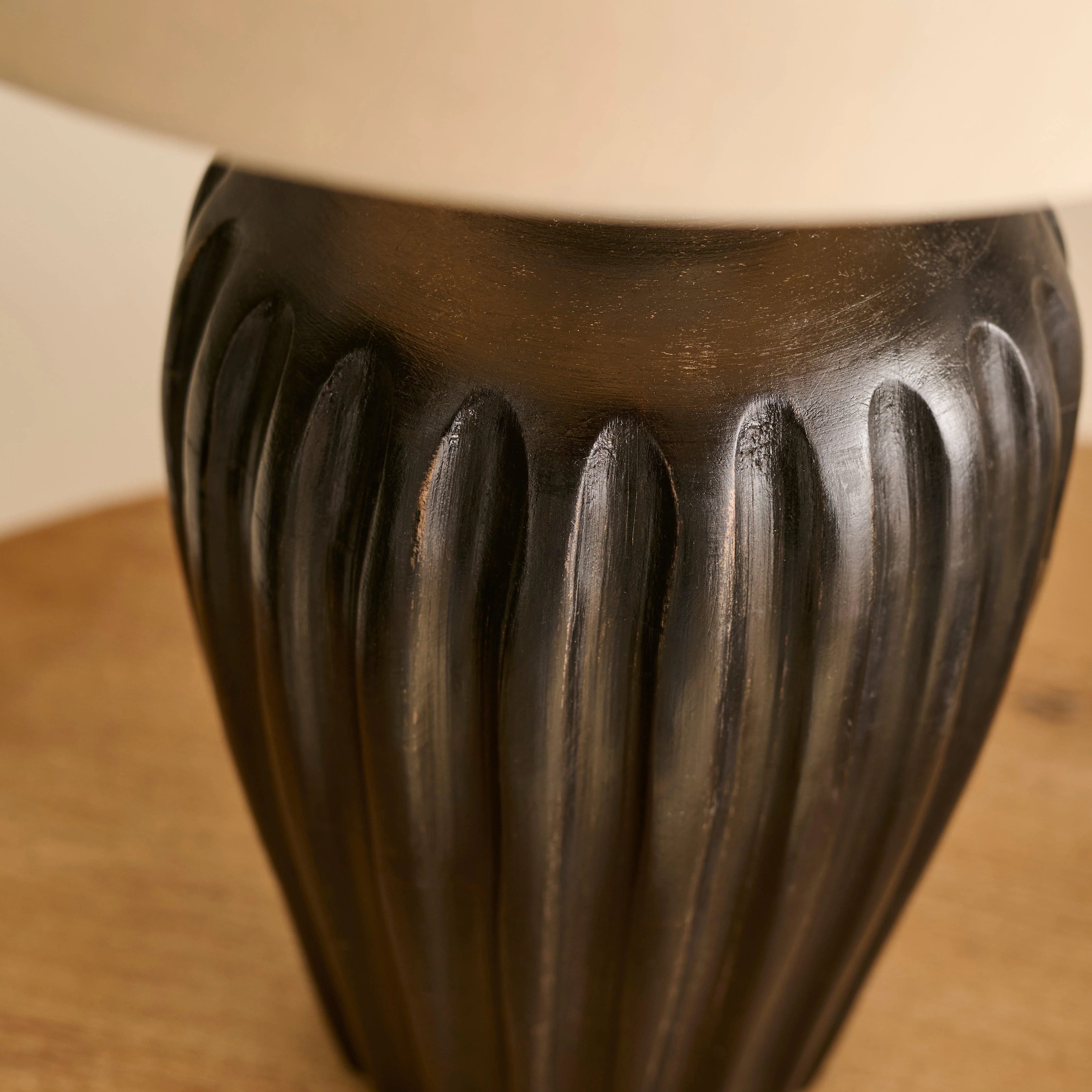 Burcot Black Mango Wood Lamp Coningsby Taupe Shade - 30cm - Image 5