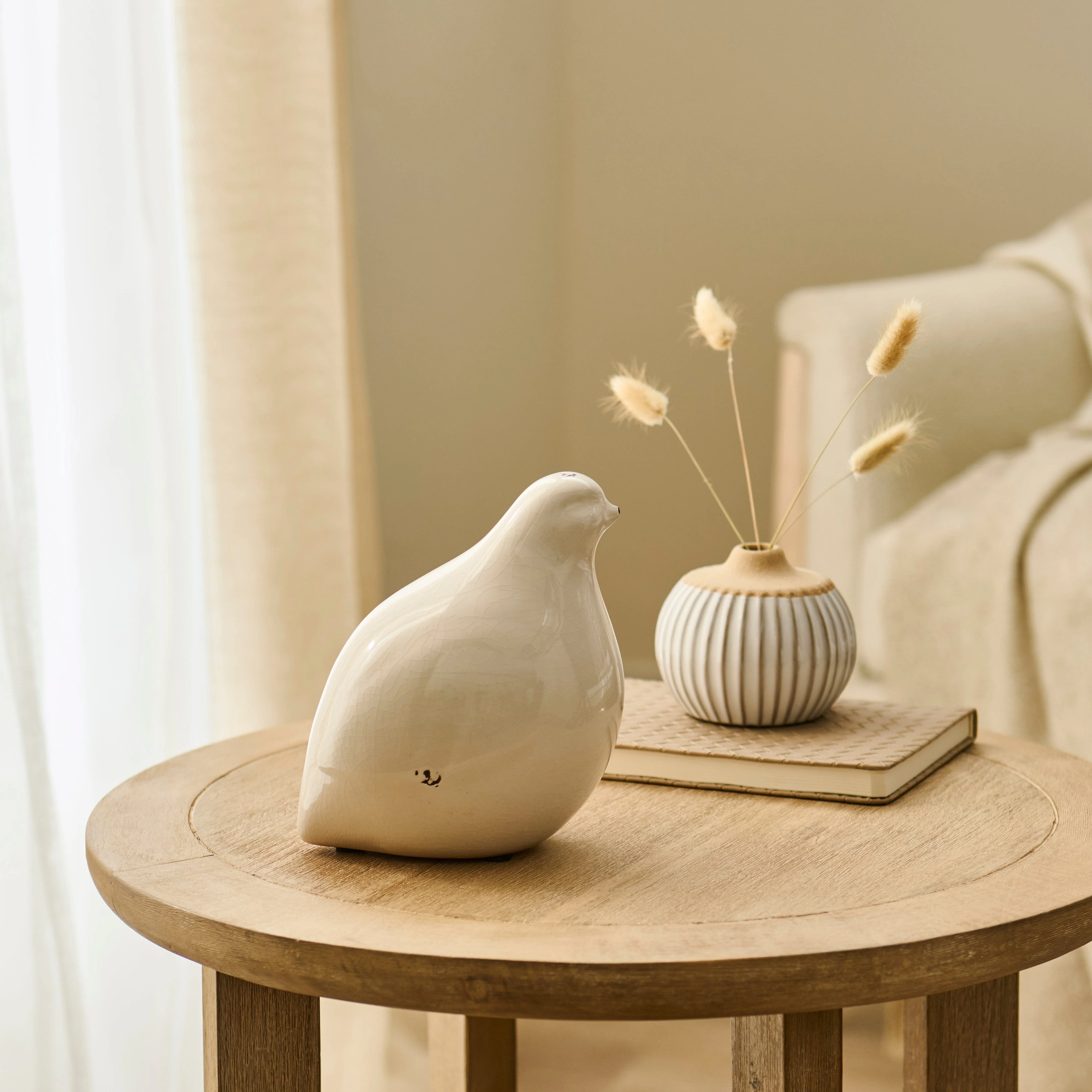 Cali 10cm Ceramic Bird Ornament - Off White - Image 2