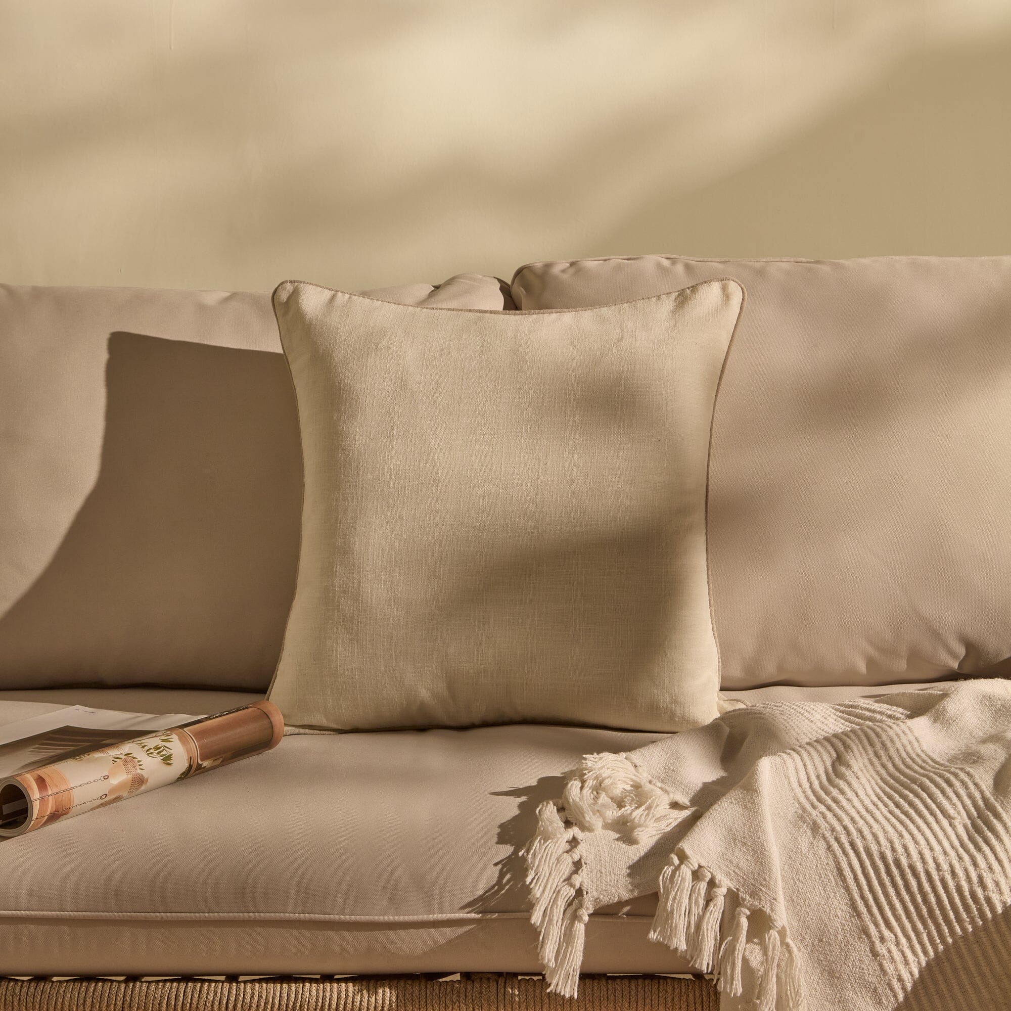 Camber 45x45cm Outdoor Scatter Cushion Cover - Off White with Sand Piping