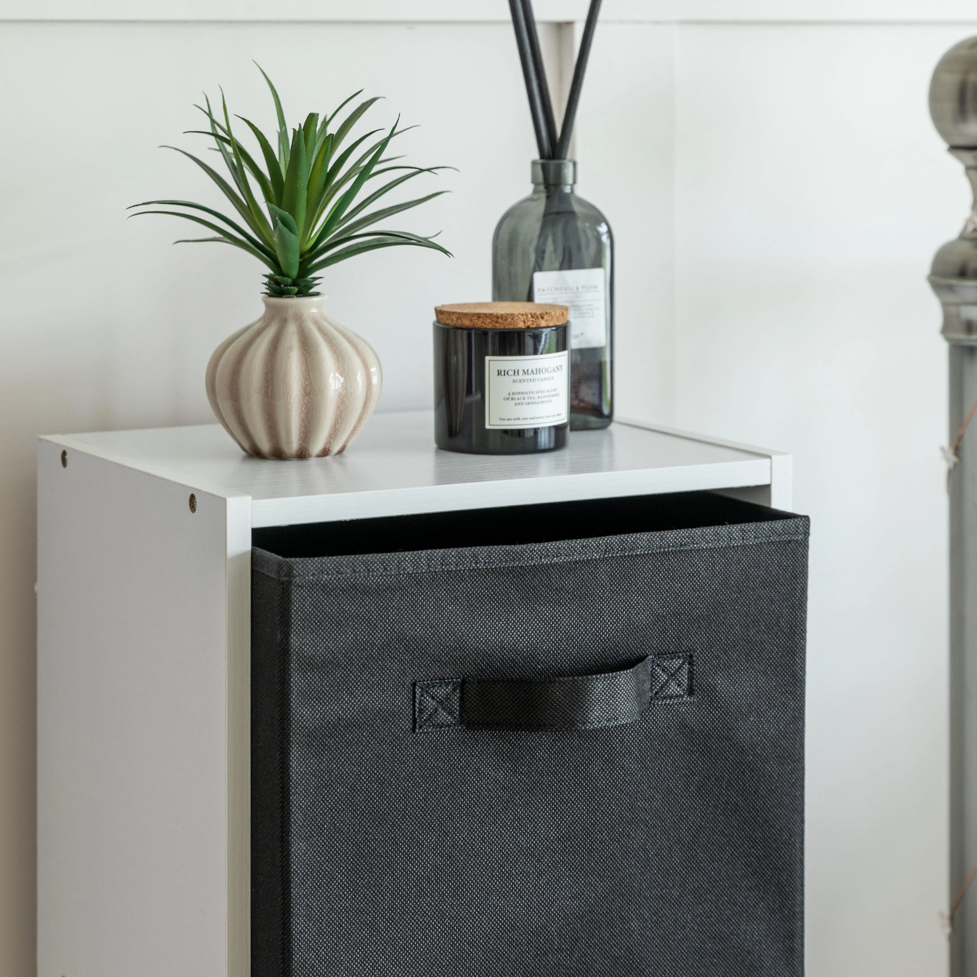 Cara Fabric Cube Storage Box - Large - Black - Image 3