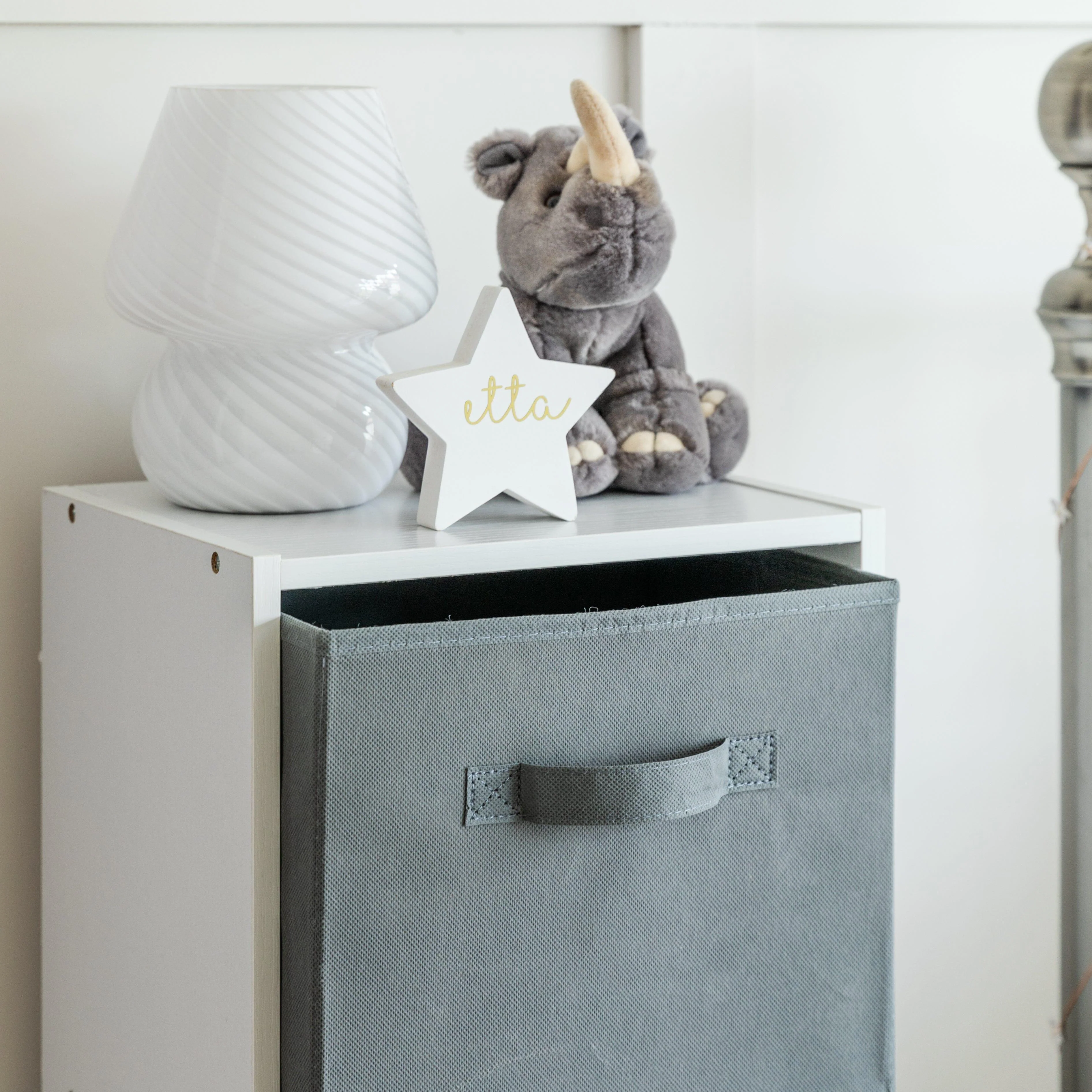 Cara Fabric Cube Storage Box - Large - Grey - Image 3