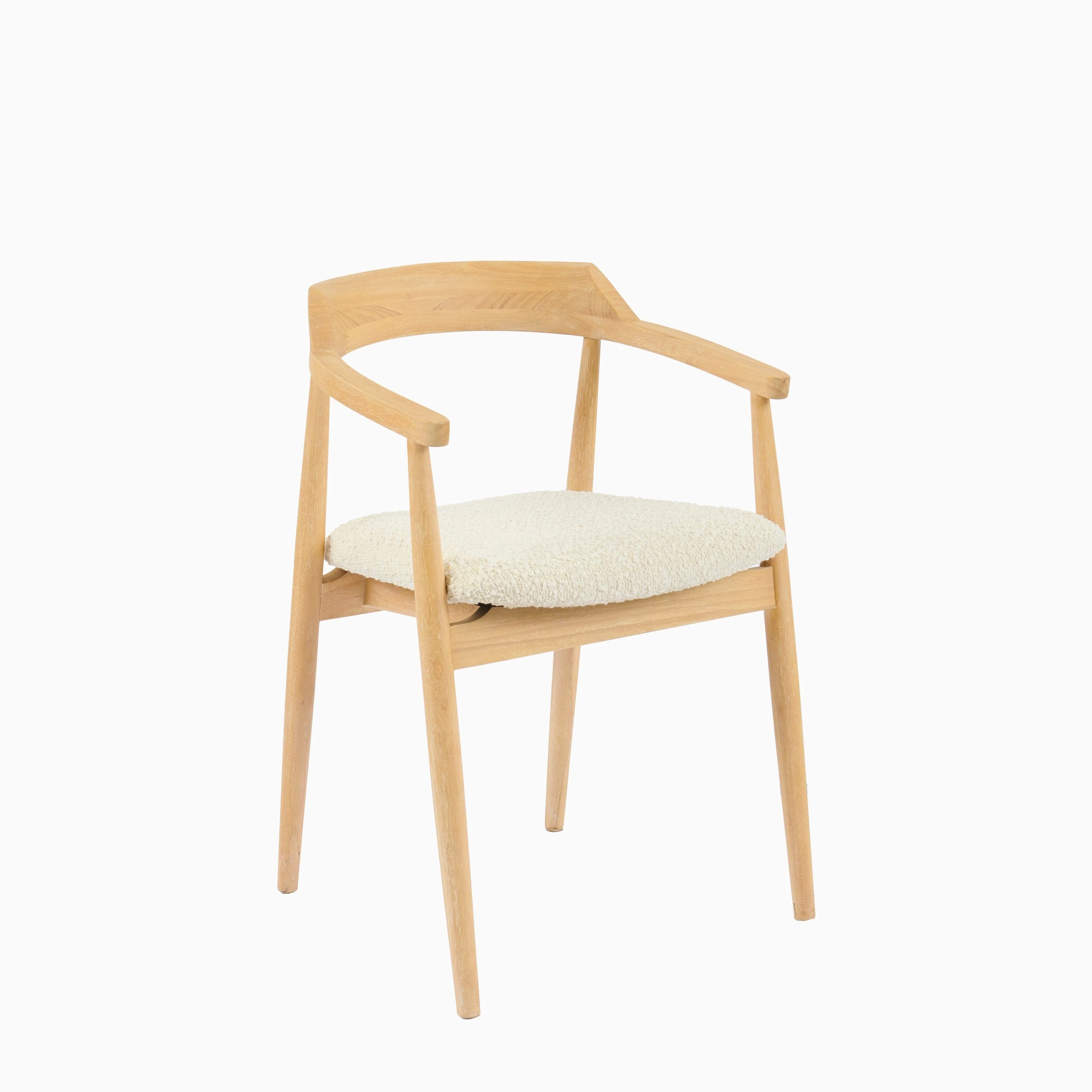 Carter Boucle Dining Armchairs - Set of 2 - Whitewash Oak Legs - Image 8