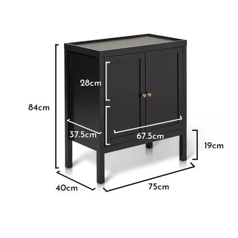 Charlie 2 Door Small Sideboard - Noir Black - Image 12