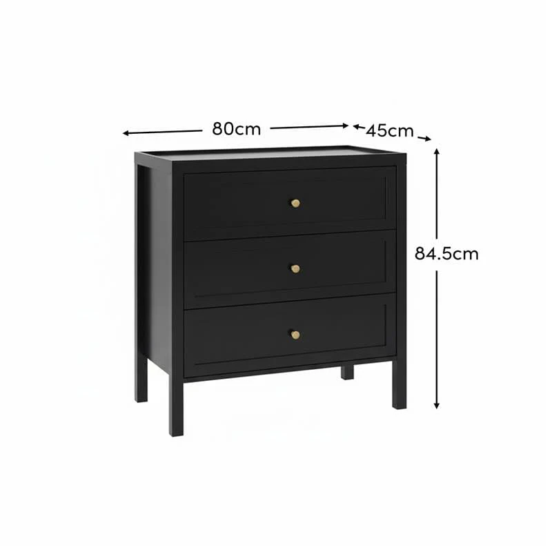 Charlie 3 Drawer Chest of Drawer - Noir Black - Image 10