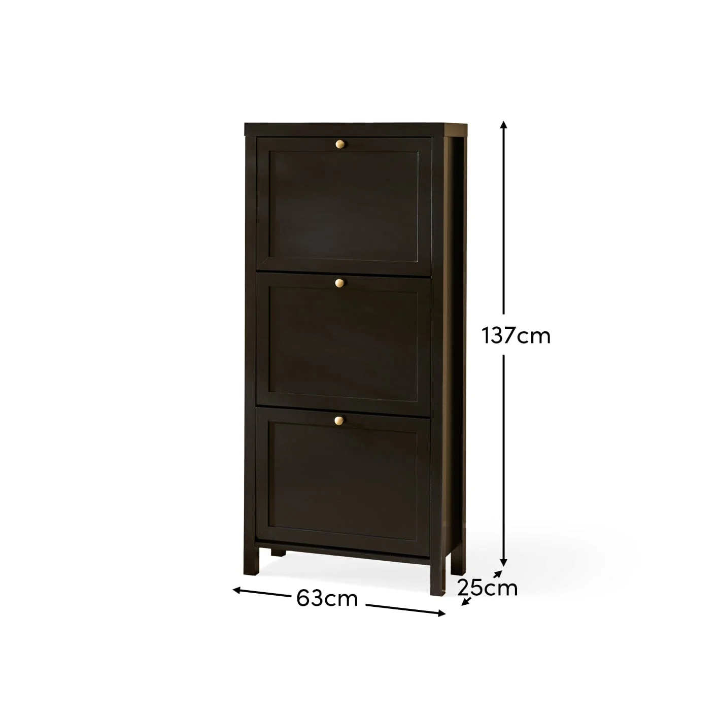 Charlie 3 Door Shoe Cabinet - Noir Black - Image 11