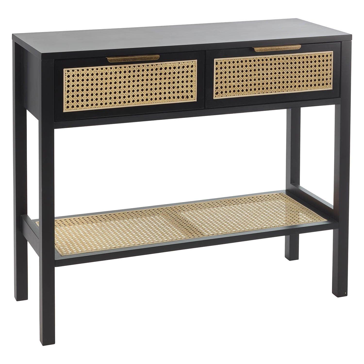 Charlie Black 2 Drawer Console Table - Cane Draws - Image 9