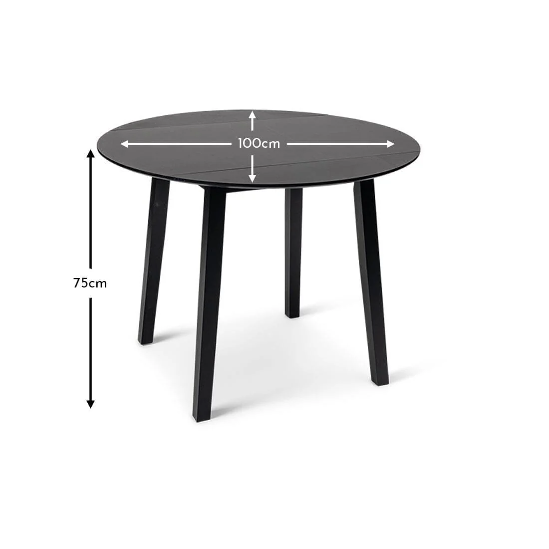 Charlie Black Round Dining Table - Drop Leaf - Image 7