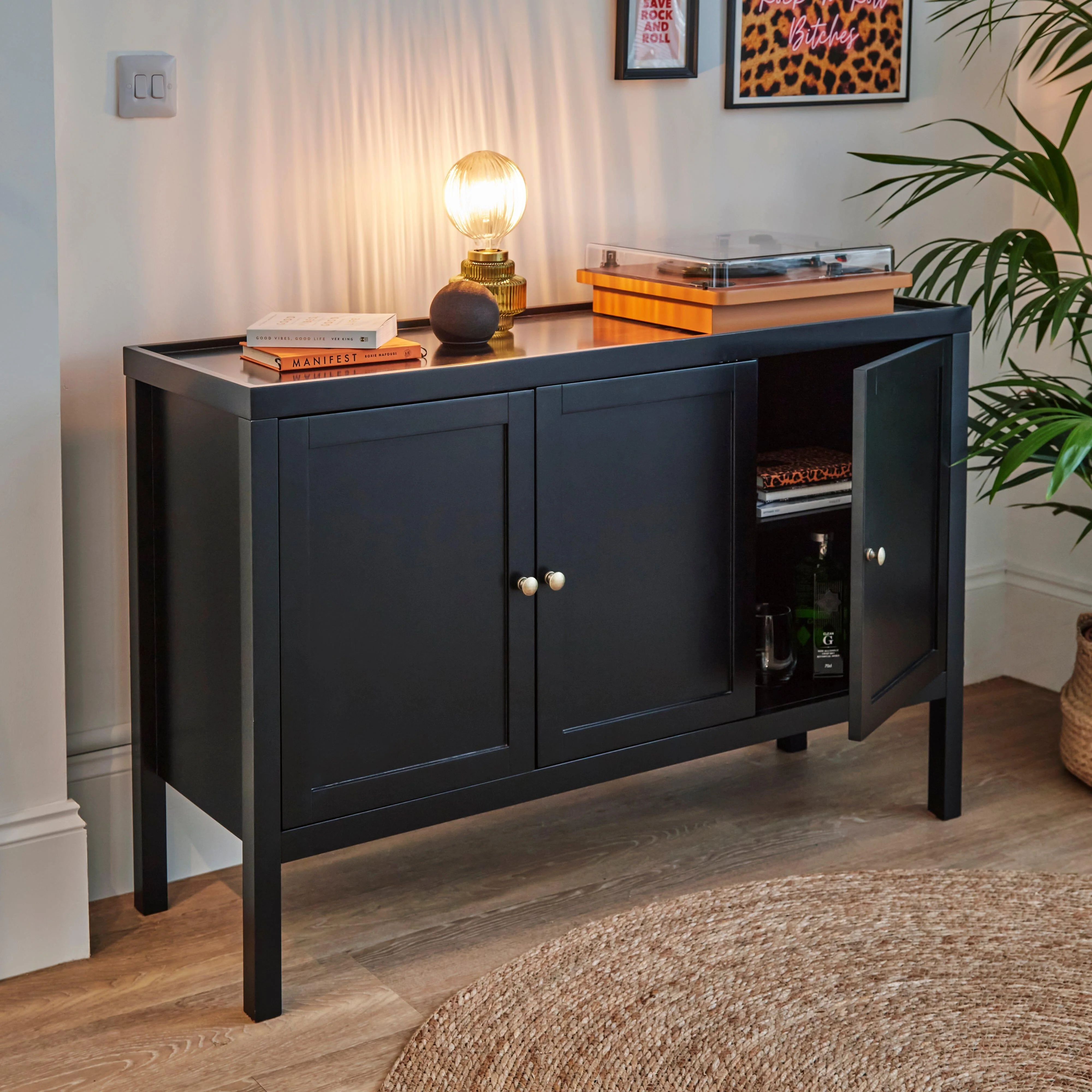 Charlie 3 Door Large Sideboard - Noir Black - Image 3