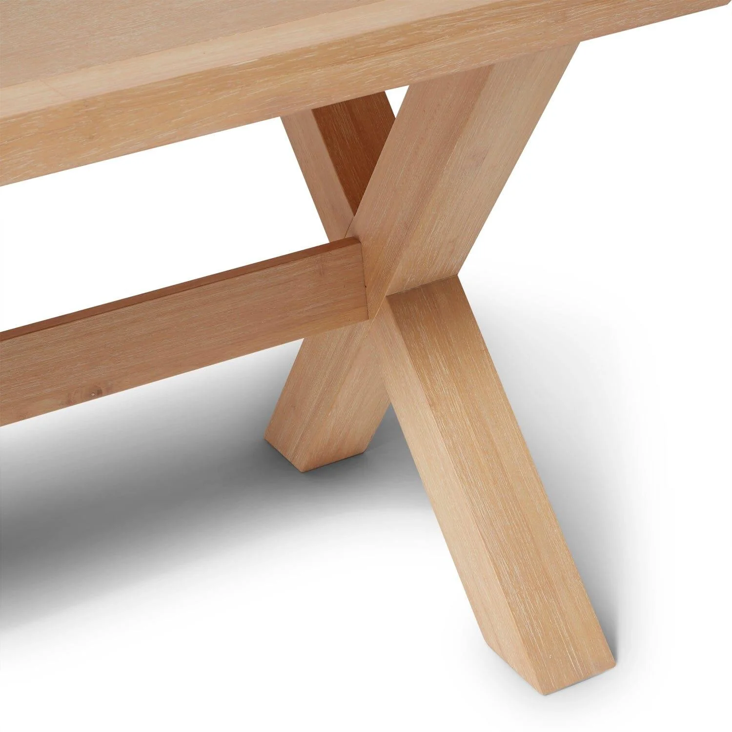 Charlotte 190cm Dining Table with 2 150cm Dining Benches - Whitewash Oak - Image 11