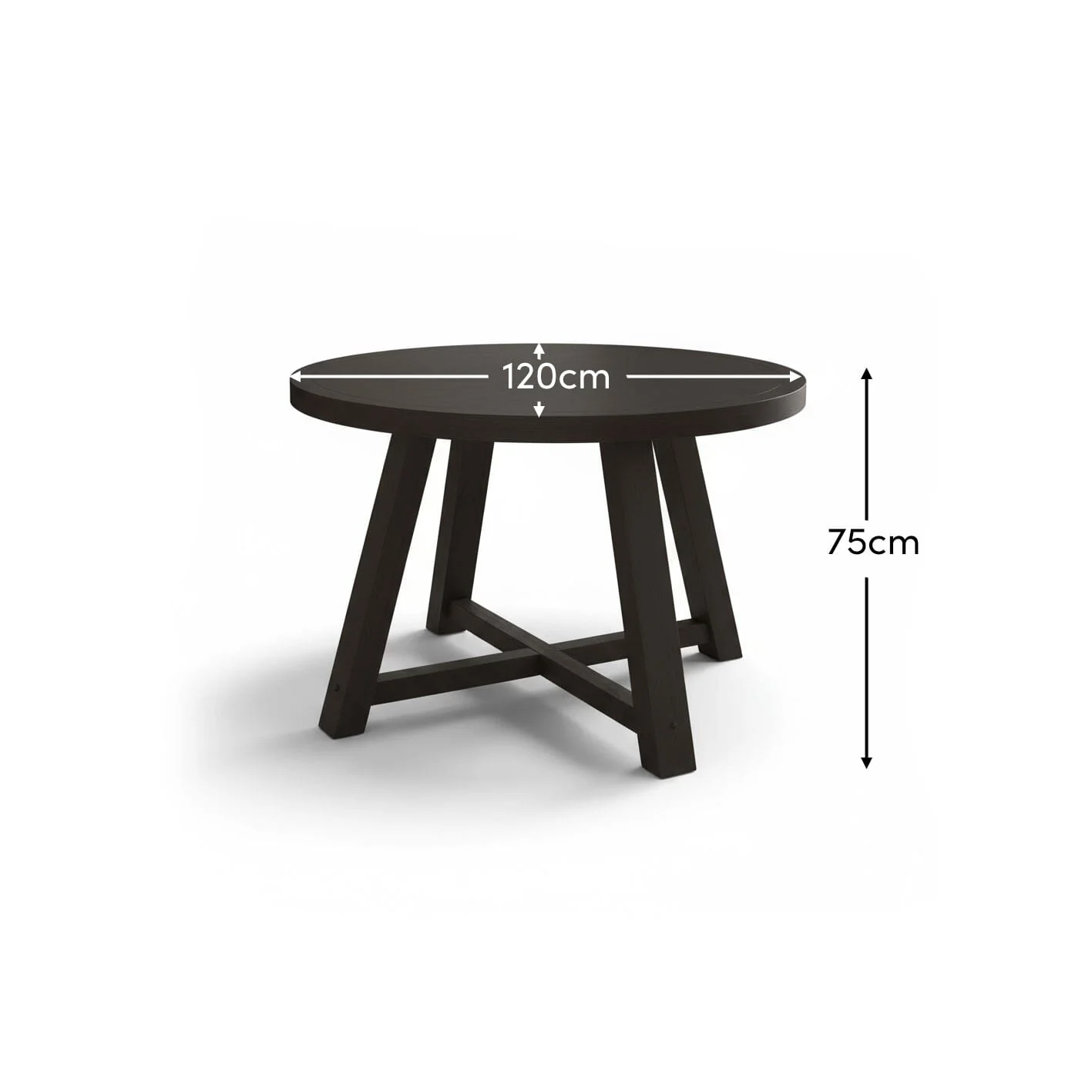 Charlotte Black Oak Round Dining Table Set - 4 Seater - Ella Black Oak Carver Chairs - Off White Boucle - Image 14