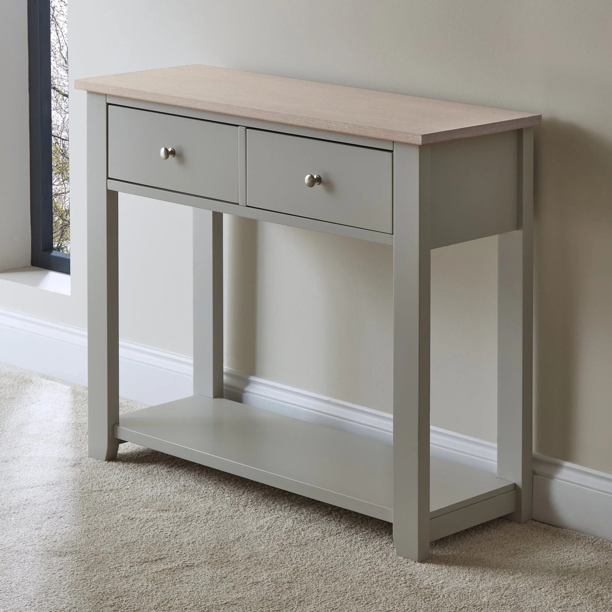 Outlet - Chatsworth Console Table - Linen Grey - 90cm - Image 5