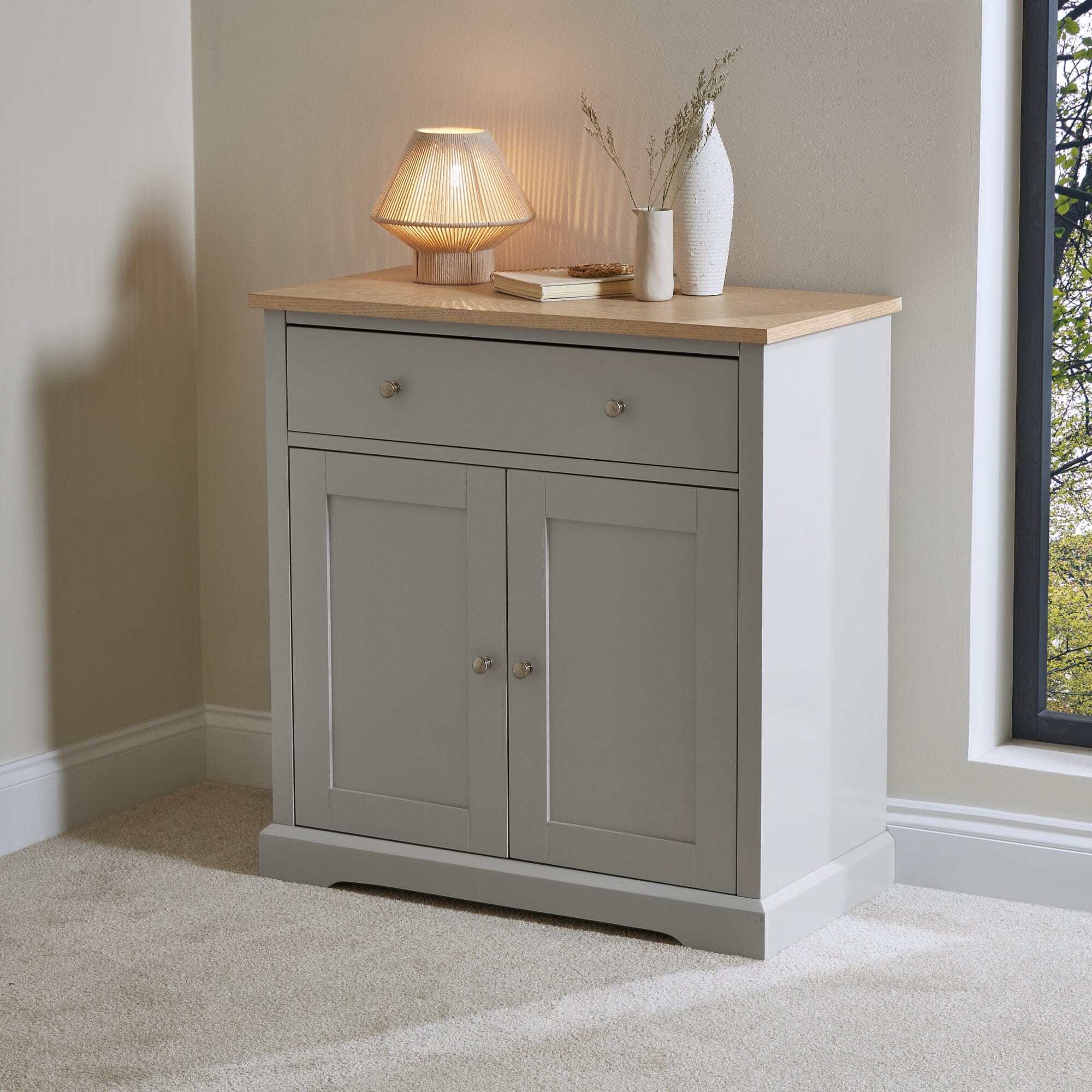 Chatsworth 2 Door Small Sideboard - Linen Grey - Image 2