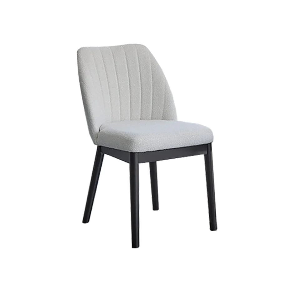 Chloe Light Beige Boucle Dining Chairs - Set of 2 - Black Legs - Image 7