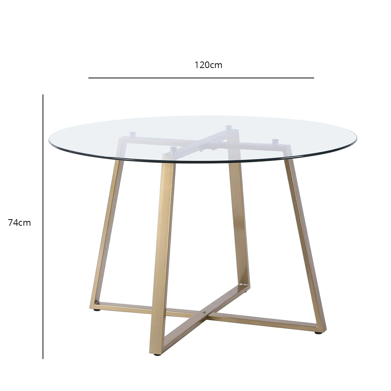 Clara Glass Round Dining Table - Gold Frame - Image 3