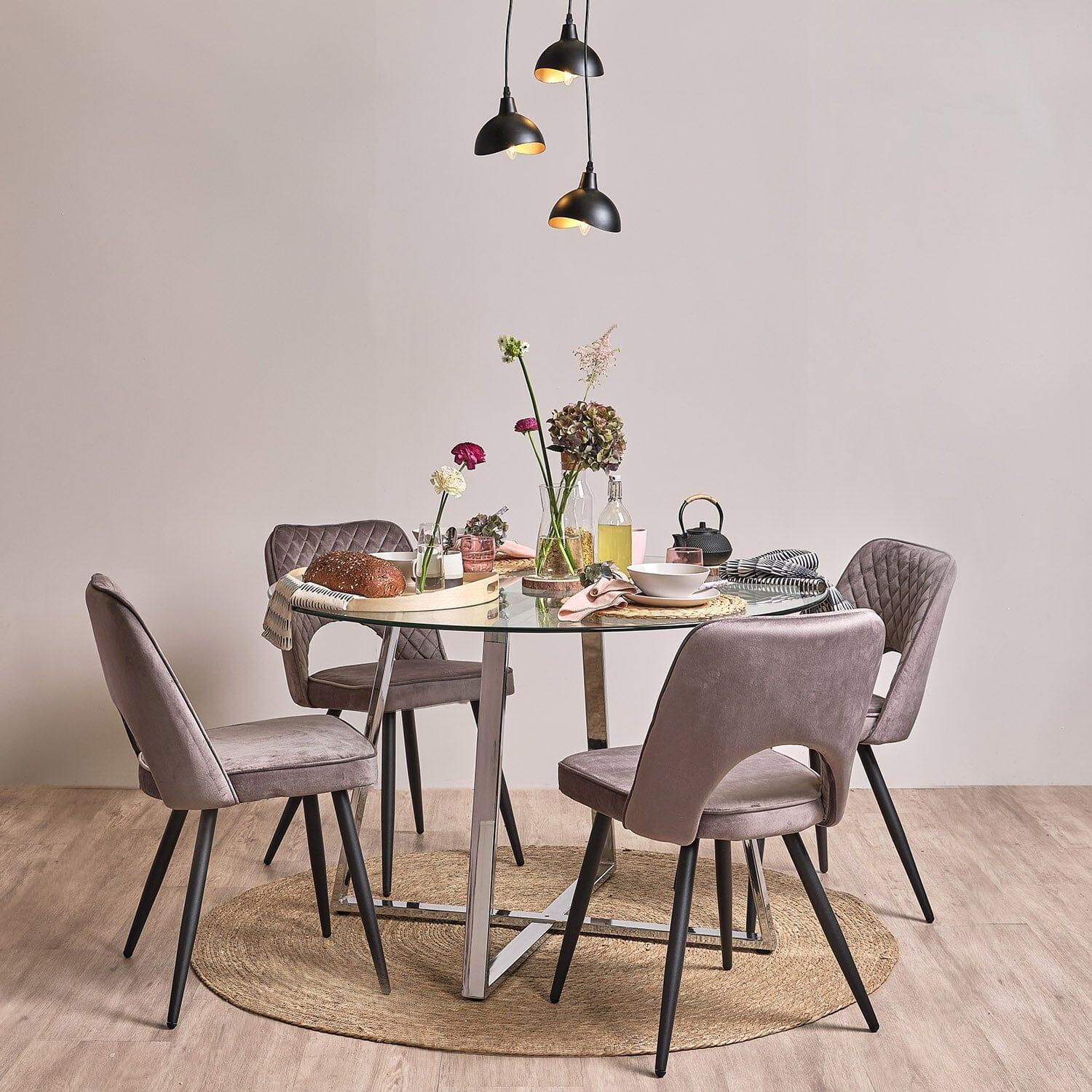 Outlet - Clara Marble Effect Round Dining Table - With Chrome Frame - Image 3
