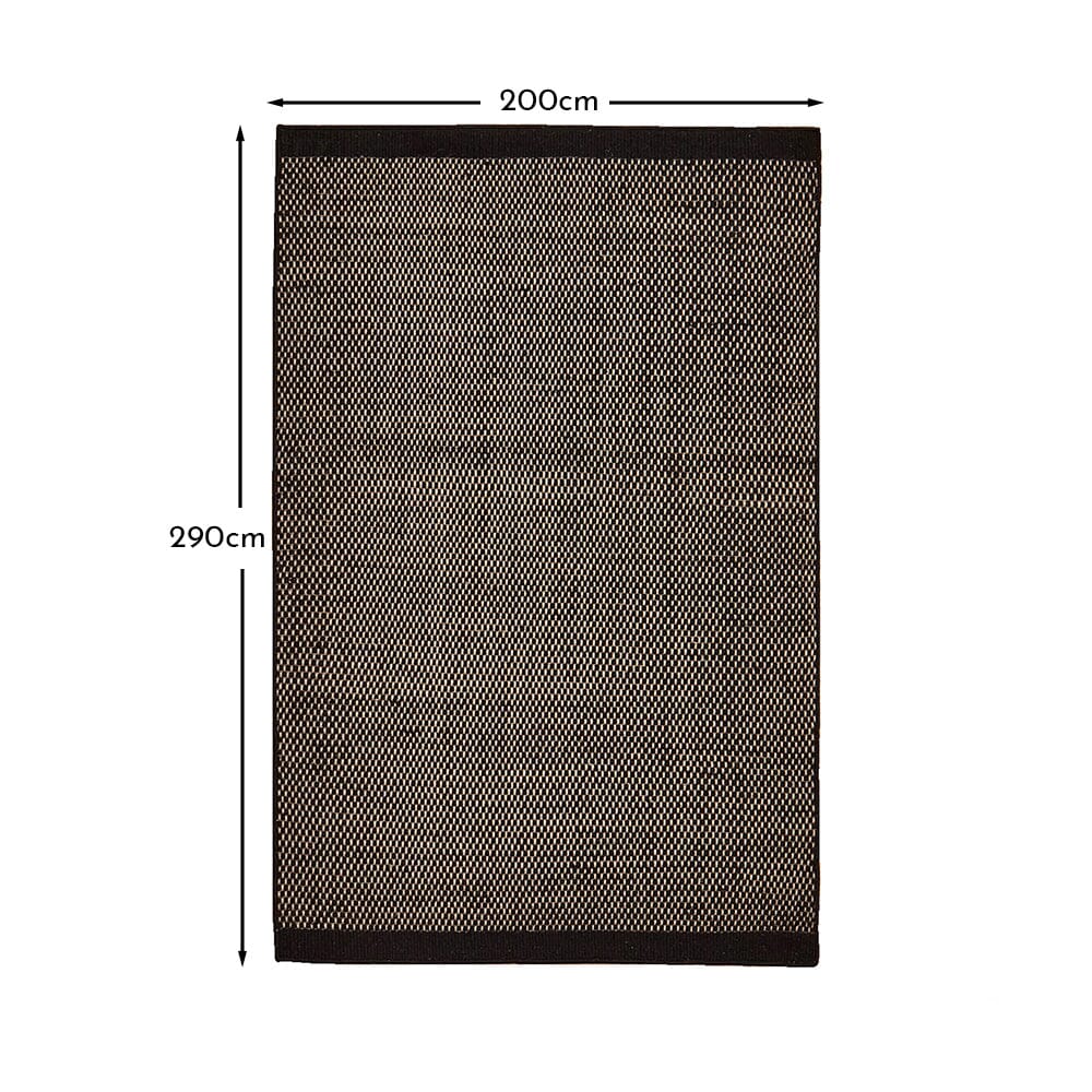 Cotham Black & Natural Striped Wool with Cotton Rug - 200 x 290cm - Image 5
