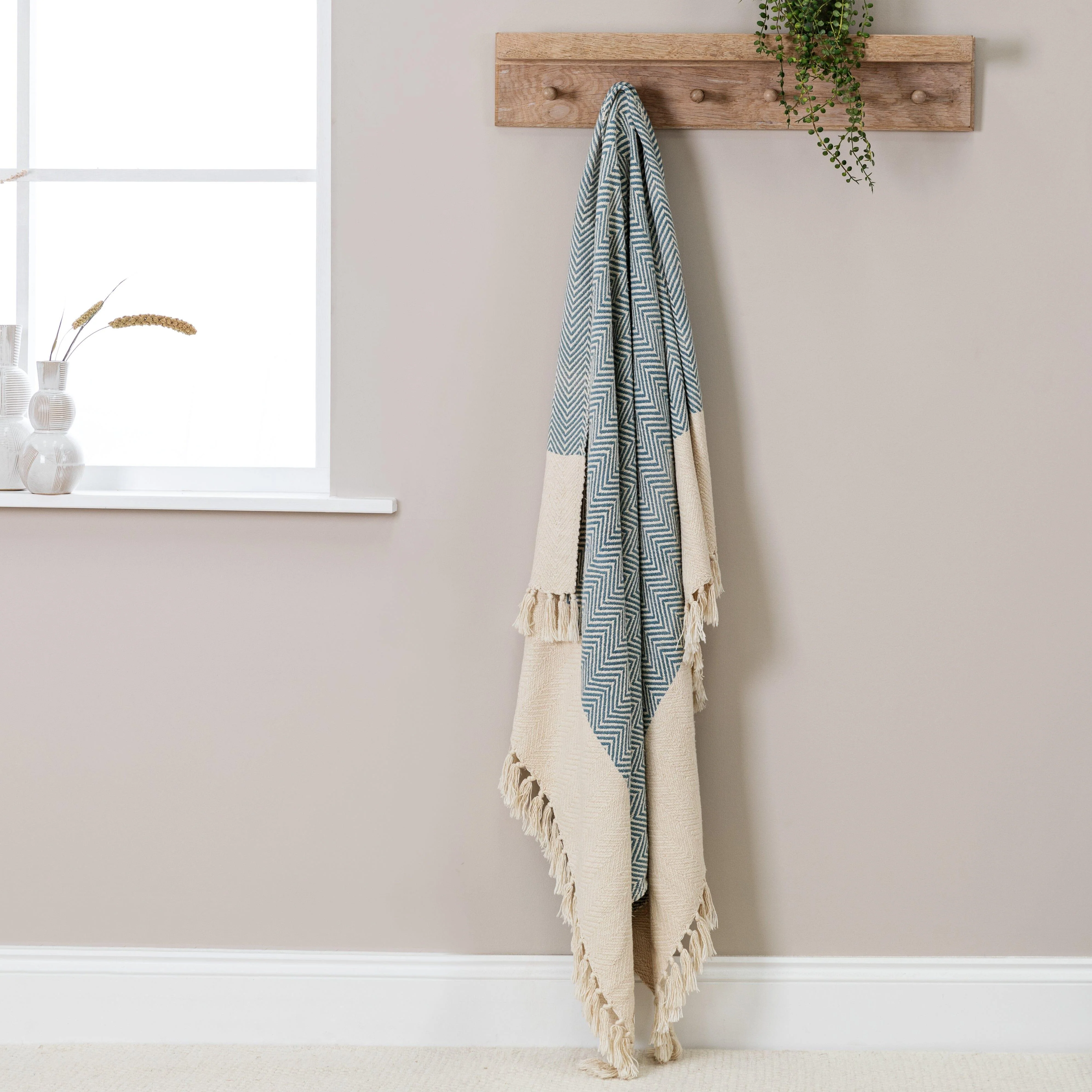 Crofton Cotton Herringbone Throw - Horizon Blue - Image 3